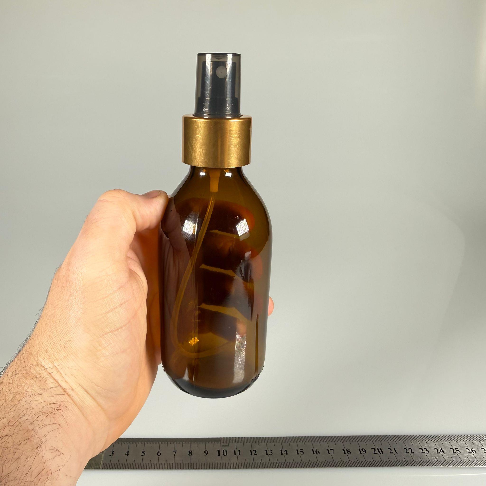 200 CC AMBER GOLD SPREY BAŞLIKLI CAM ŞİŞE - 200 ML KAHVERENGİ FISFIS KAPAKLI ŞİŞE