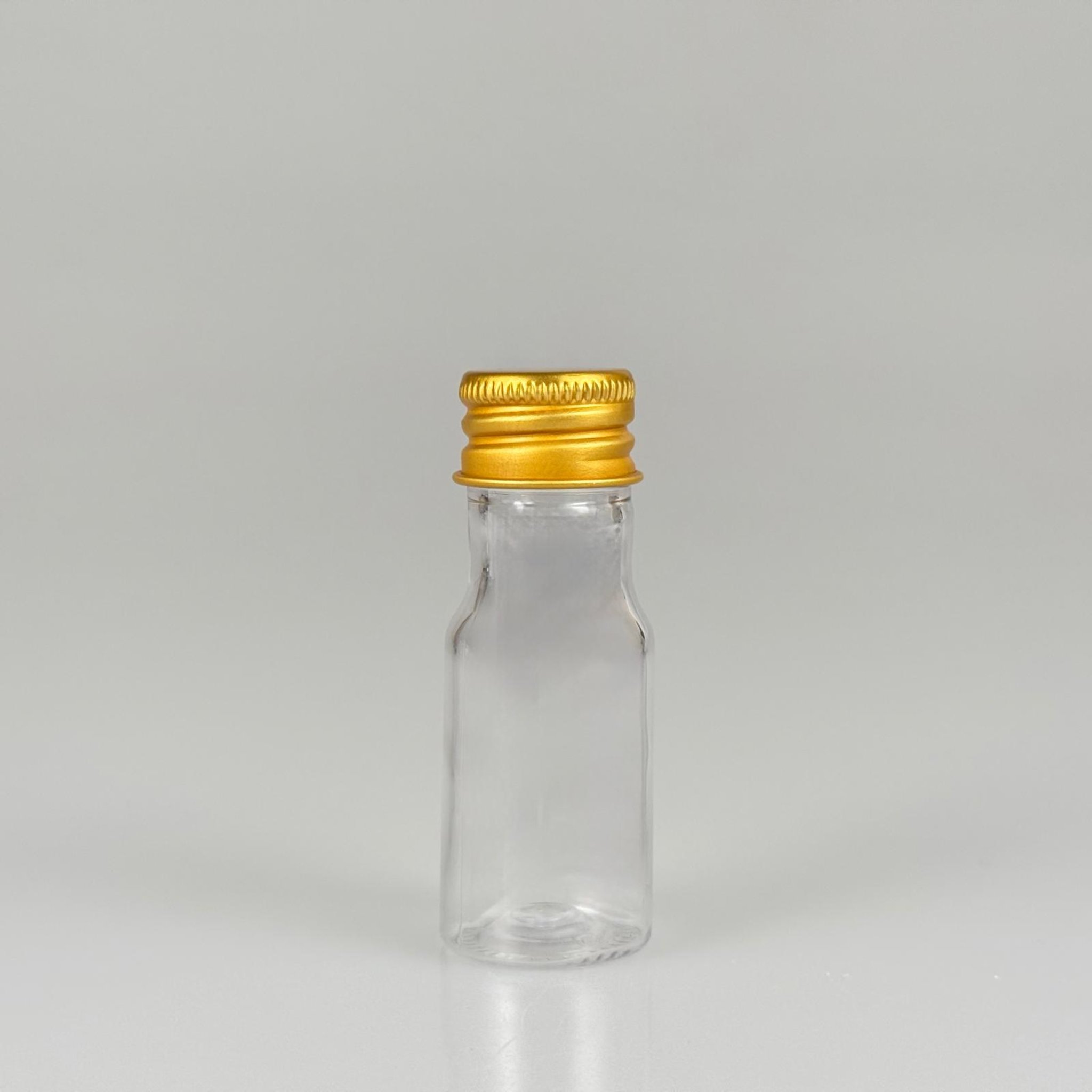 10 CC ŞEFFAF PET ŞİŞE + KÖPÜK CONTALI GOLD ALÜMİNYUM METAL KAPAKLI  TAKIM - 10 ML PLASTİK ŞİŞE (SİLME 15 CC)