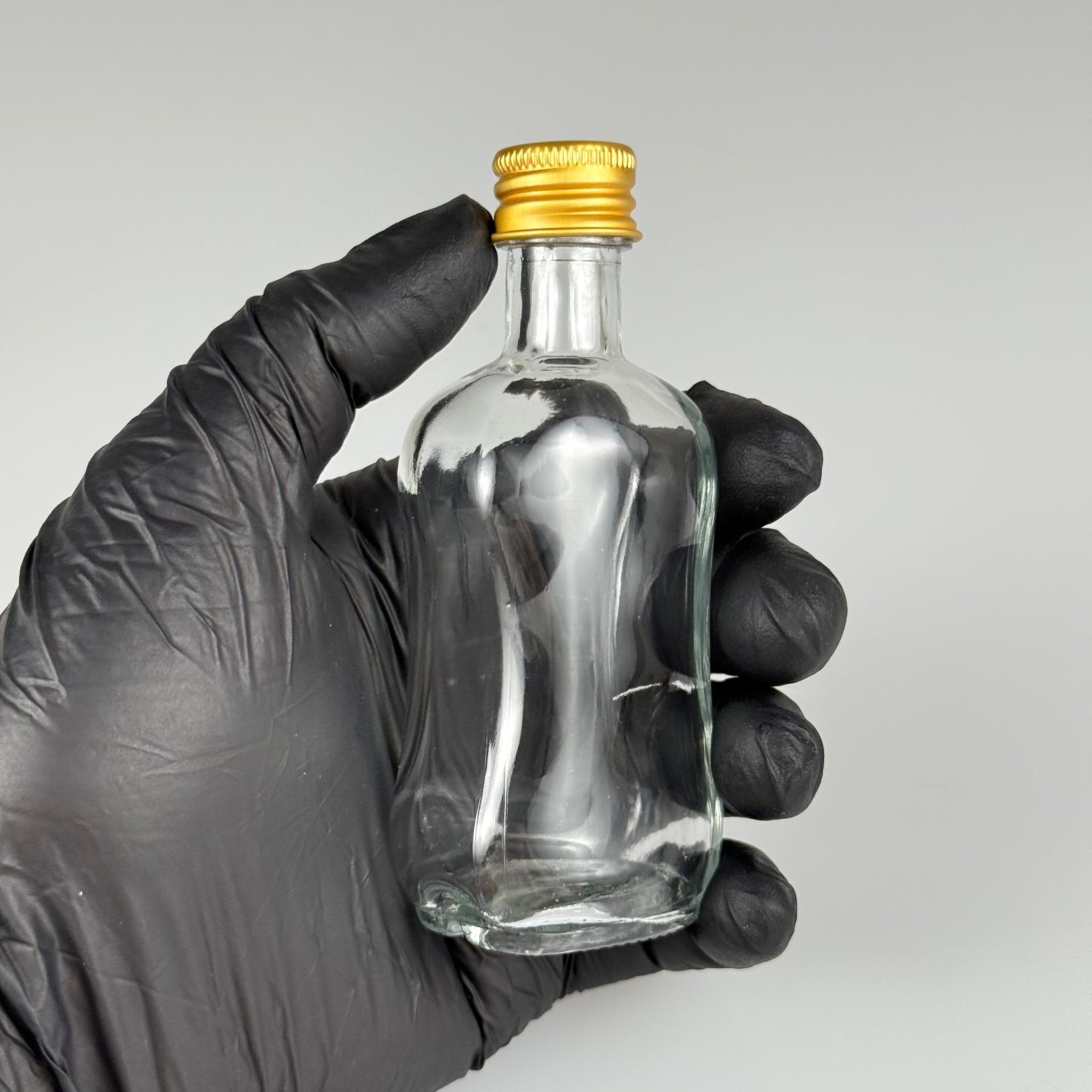 50 CC BOĞAZLI İNCE BELLİ CAM ŞİŞE + GOLD ALÜMİNYUM METAL KAPAKLI TAKIM - 50 ML PRESTİJLİ ŞİŞE
