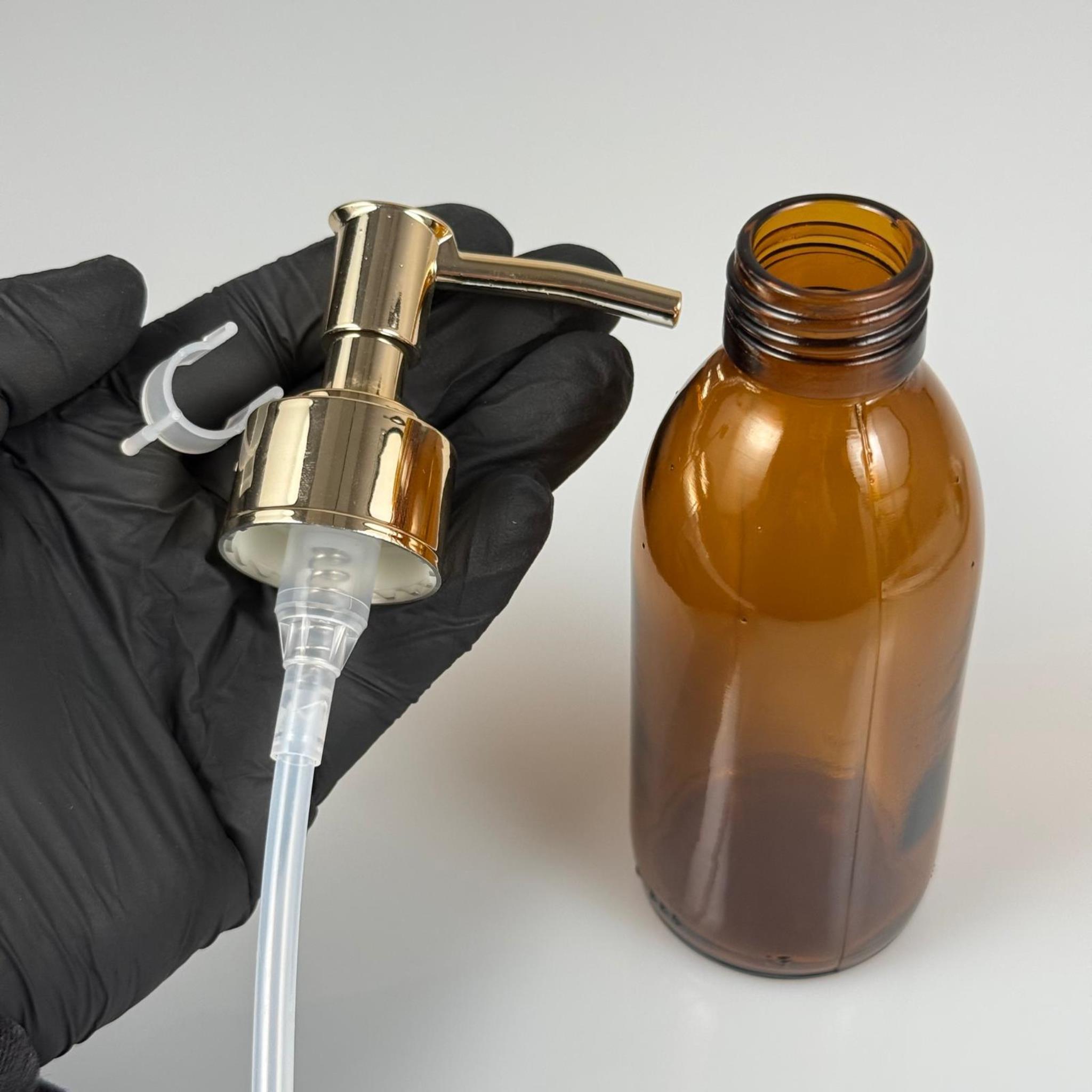 160 CC AMBER CAM ŞİŞE  - full kaplama LÜX GOLD SIVI SABUN POMPALI TAKIM - 160 ML CAM SIVI LOSYON, YAĞ ŞİŞELERİ