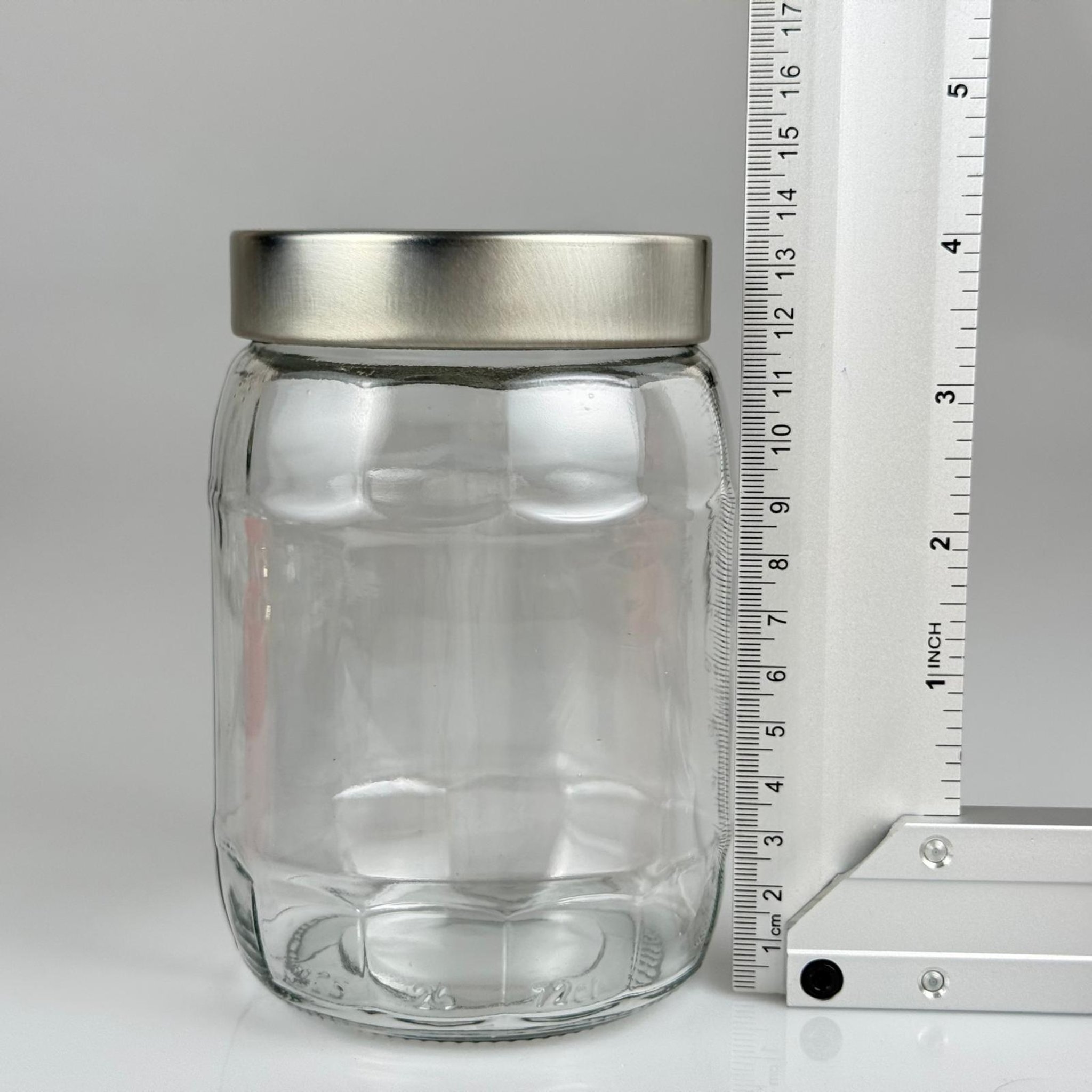 720 CC FIÇI CAM KAVANOZ - DERİN GÜMÜŞ LÜKS METAL KAPAKLI - 720 ML BAL KAVANOZU