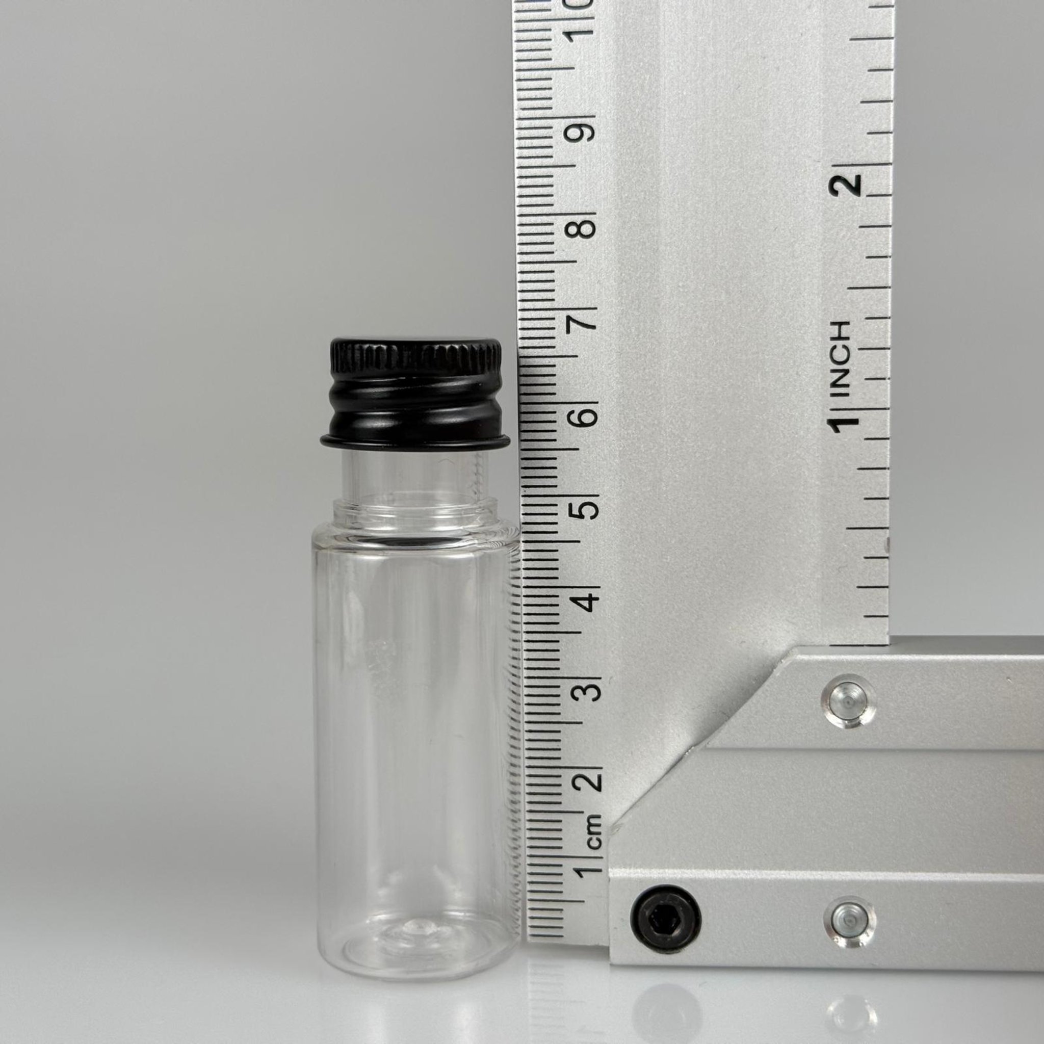 15 CC SİLİNDİR PET ŞİŞE + KÖPÜK CONTALI SİYAH ALÜMİNYUM METAL KAPAKLI + DAMLALIKLI KOLONYA TIPALI TAKIML - 15 ML ŞEFFAF PET ŞİŞE
