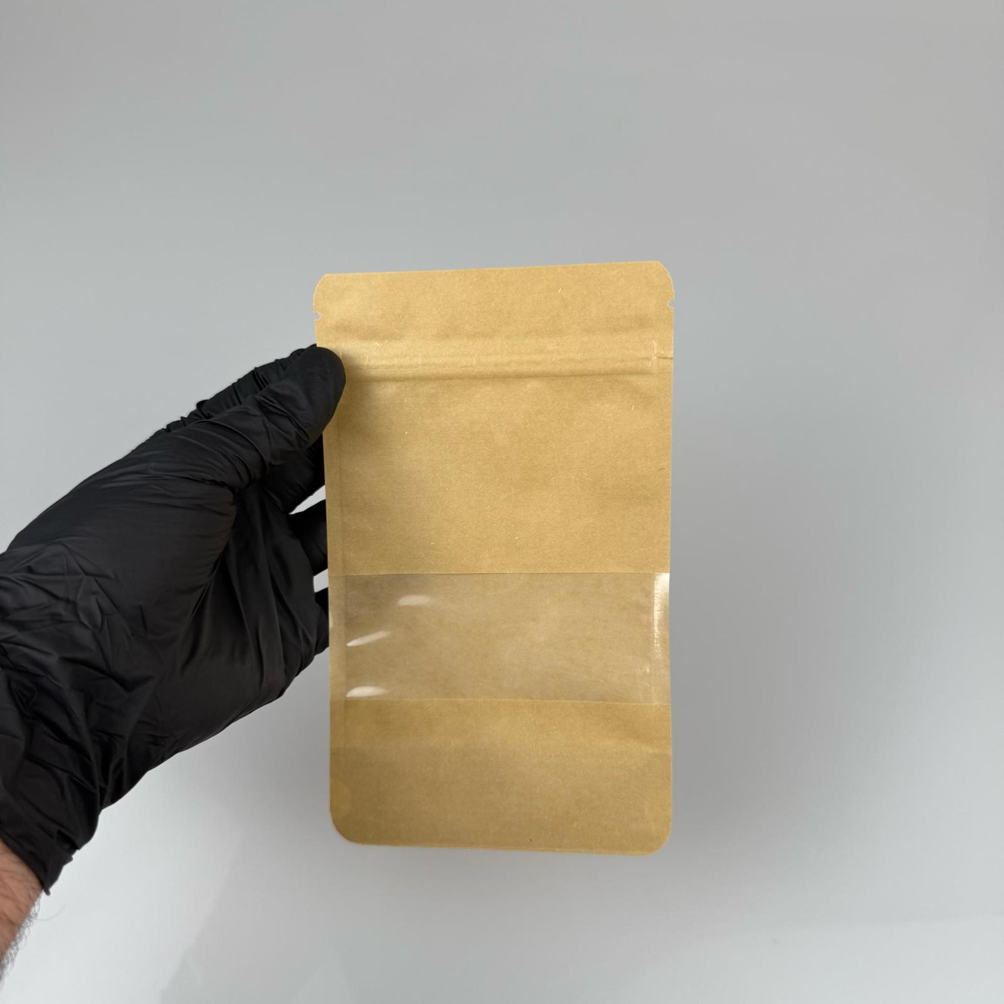 DOYPACK PENCERELİ - KRAFT AMBALAJ 11 X 18,5 CM - 100 GRAM - ÇEREZ, KURU KAHVE, KURUYEMİŞ, AKTAR VB İÇİN ÇITÇITLI KİLİTLİ KESE, KRAFT TORBA, ÇEREZLİK