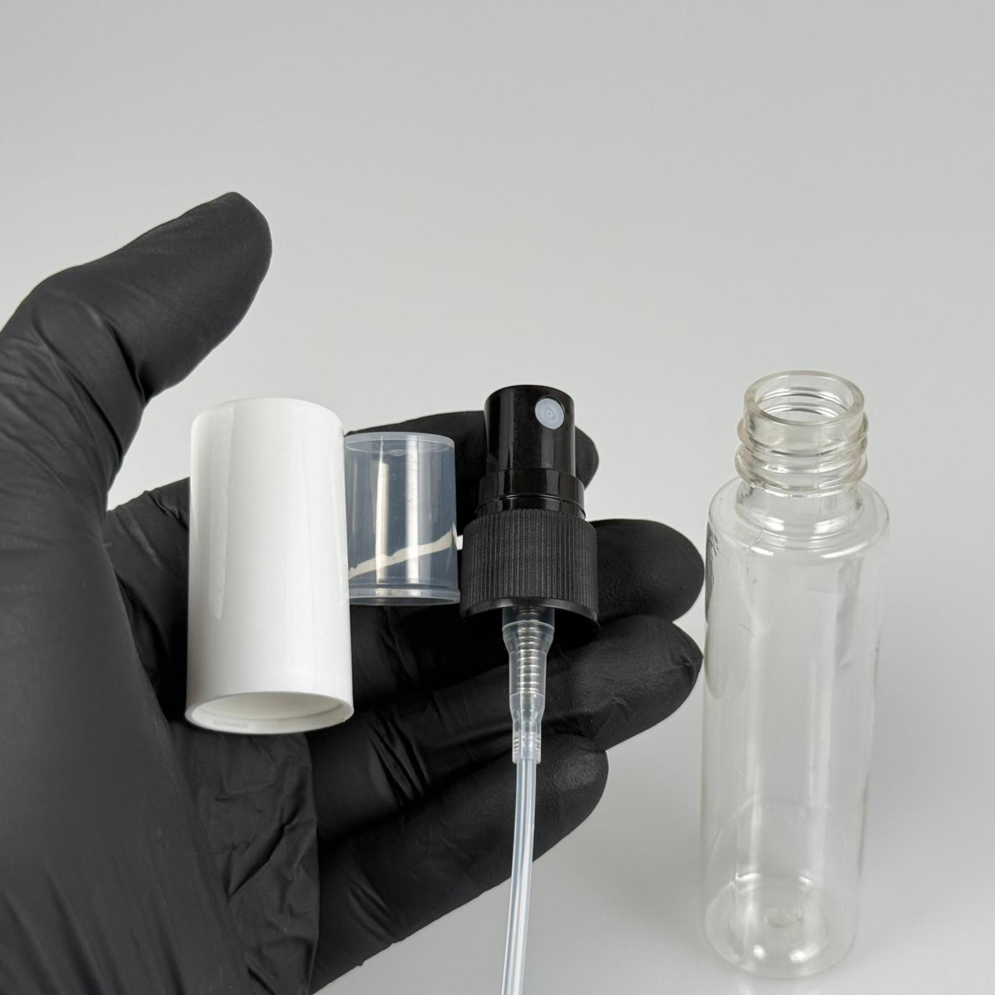 35 CC PARFÜM ŞİŞESİ PLASTİK - SİYAH SPREY + BEYAZ KAPAK - 35 ML PARFÜM ŞİŞESİ PET