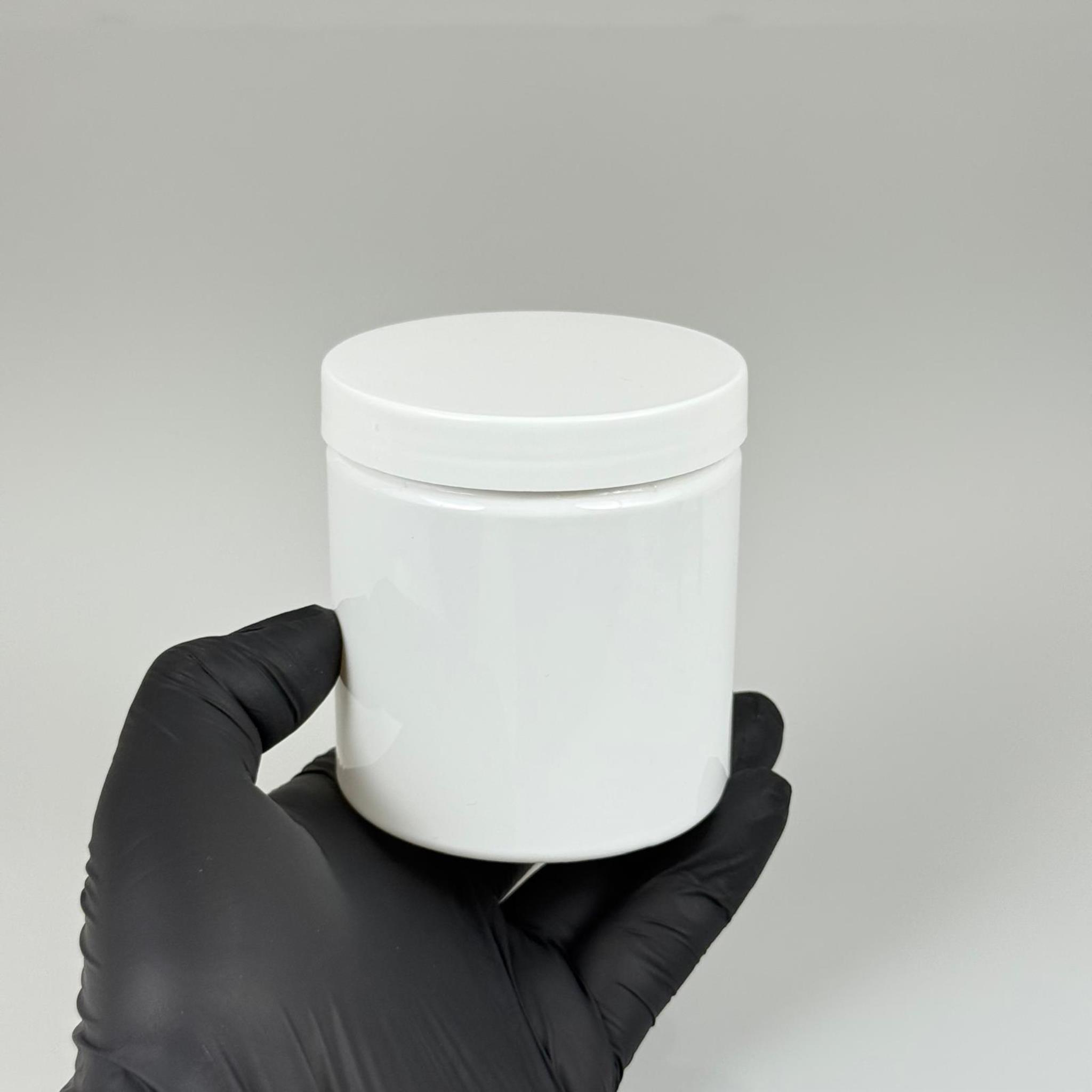 250 ML SERT PET KAVANOZ + BEYAZ PLASTİK KAPAK + İÇ TIPA - 250 CC KALIN BEYAZ PLASTİK KAVANOZ BEYAZ PLASTİK KAPAKLI İÇ TIPALI TAKIM - KREM KAVANOZLARI
