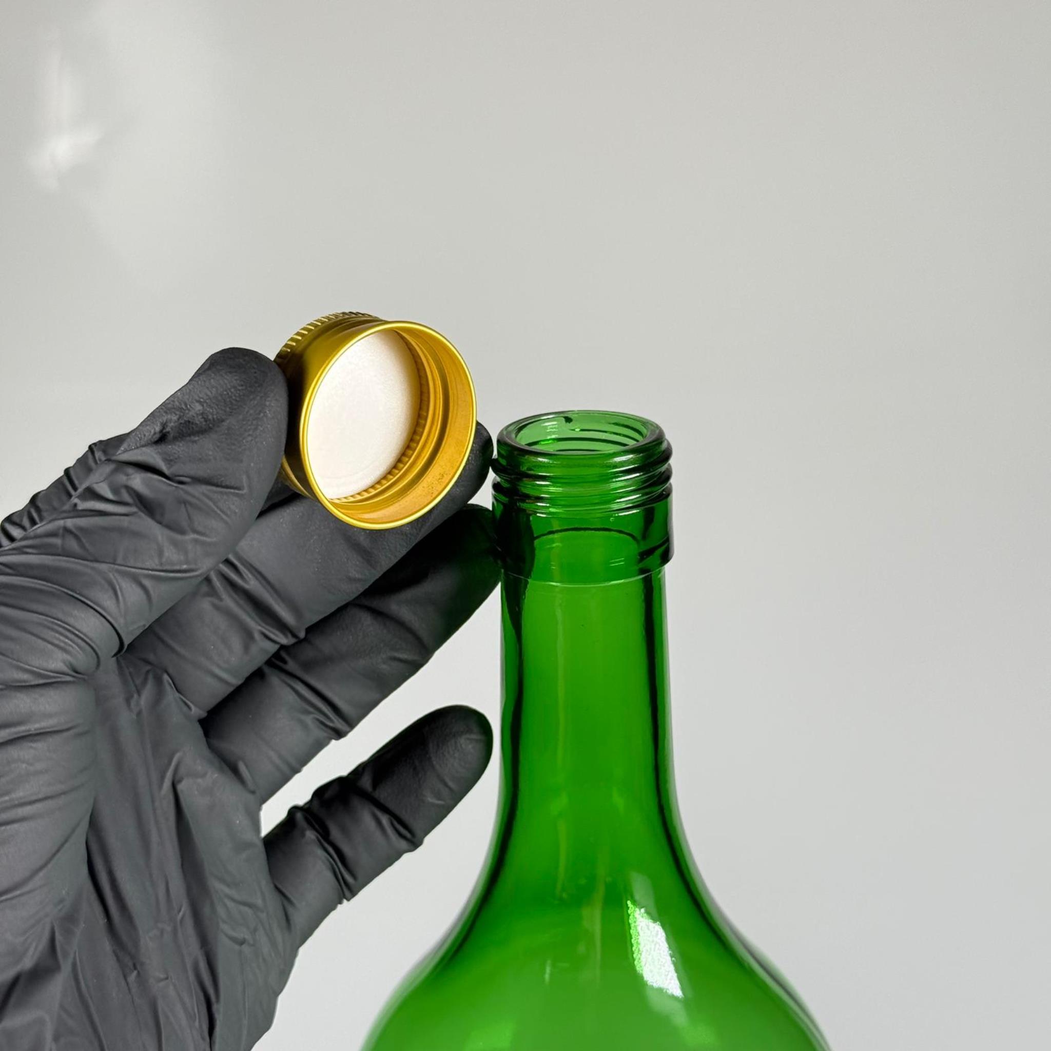 1500 CC YEŞİL CAM ŞİŞE - GOLD METAL ALÜMİNYUM KAPAKLI - 1500 ML YAĞ ŞİŞESİ - SİRKE ŞİŞESİ - 1,5 LİTRE CAM ŞİŞE