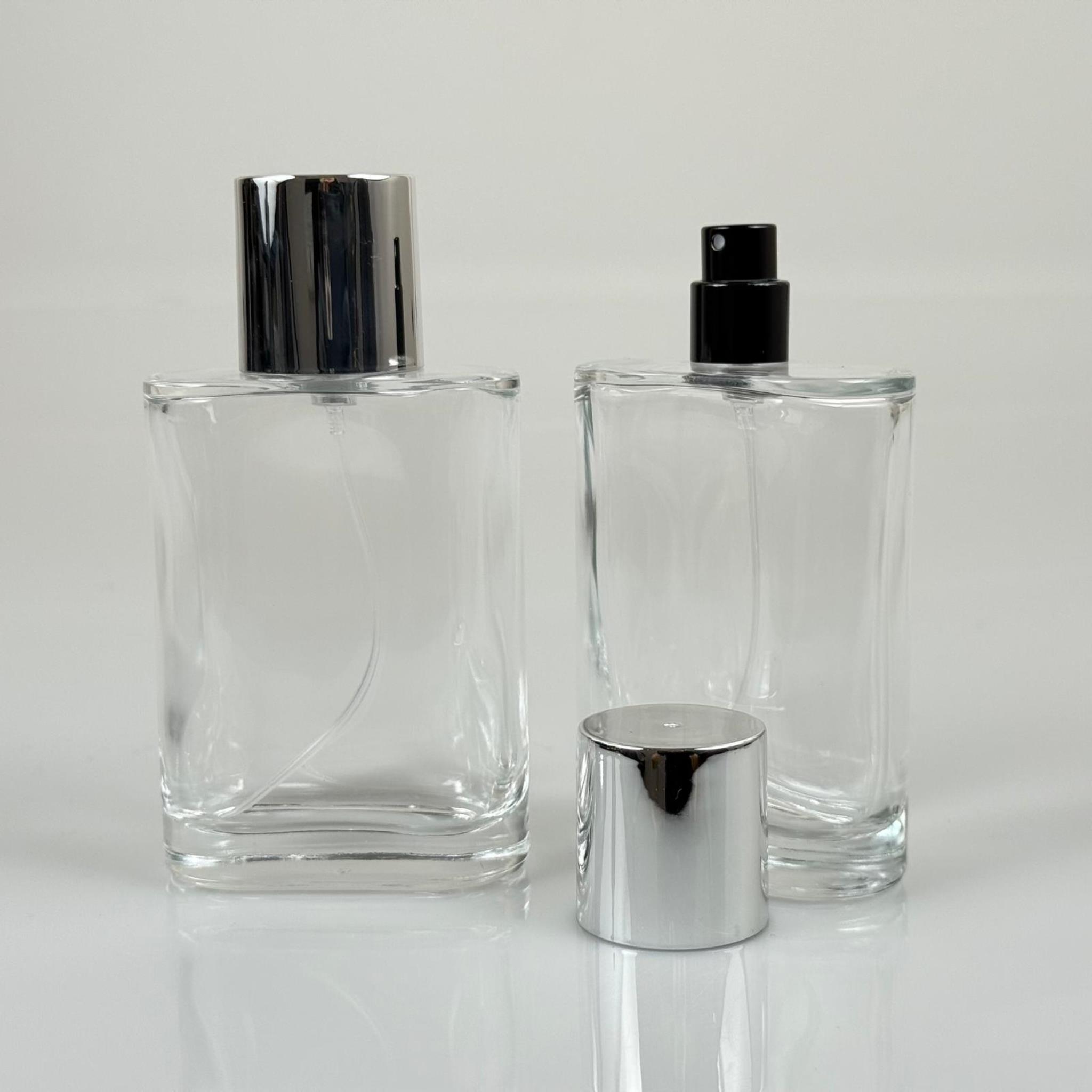100 ML YASSI MODEL CEO PARFÜM ŞİŞESİ + SİYAH METAL SPREYLİ + GÜMÜŞ GENİŞ KAPAKLI (AĞIZ 15 MM GEÇME KOLAY KAPAMA)