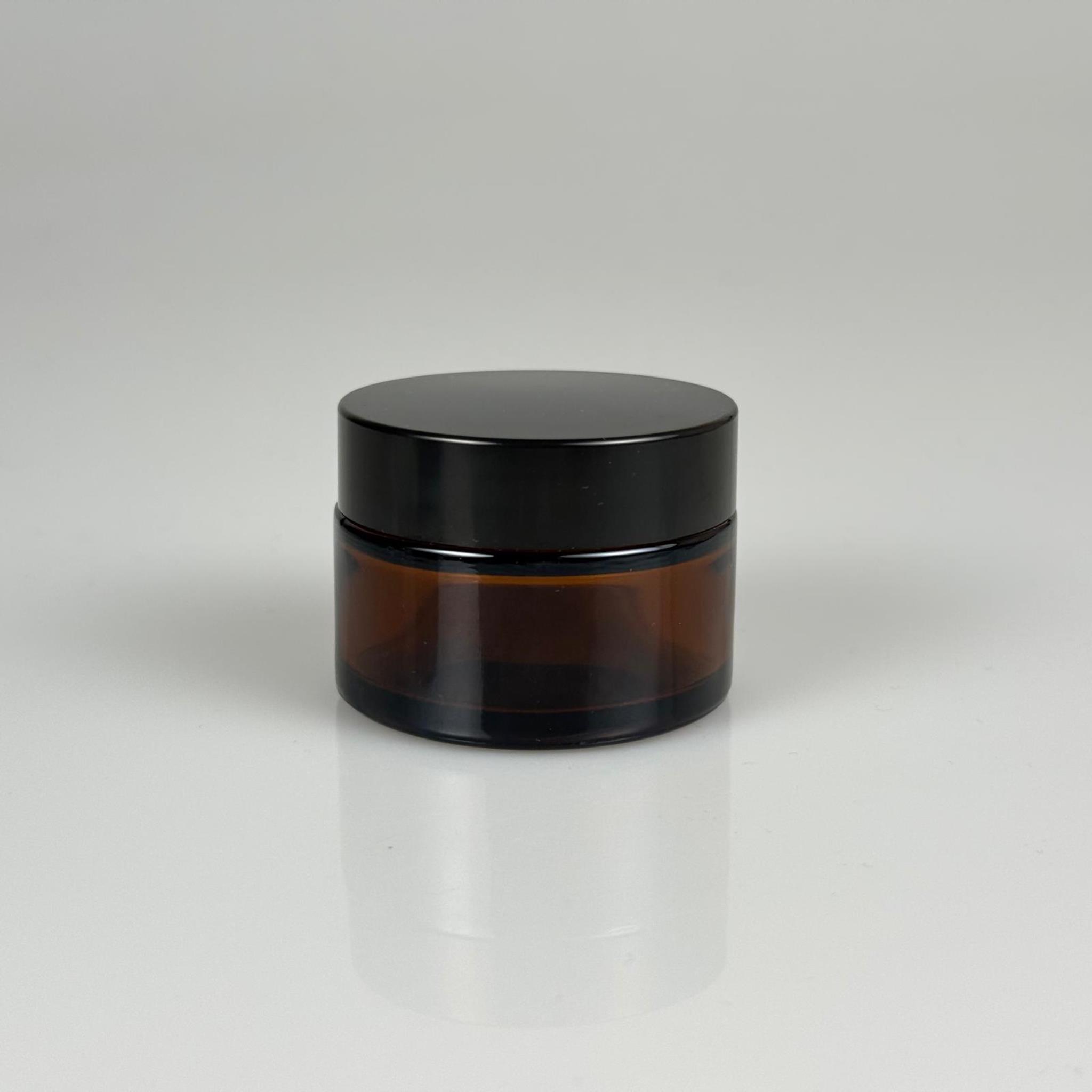 30 CC AMBER CAM KREM KAVANOZU + SİYAH KAPAK + İÇ TIPA - 30 ML Kozmetik ve Bakım Ürünleri İçin Cam Kavanozları