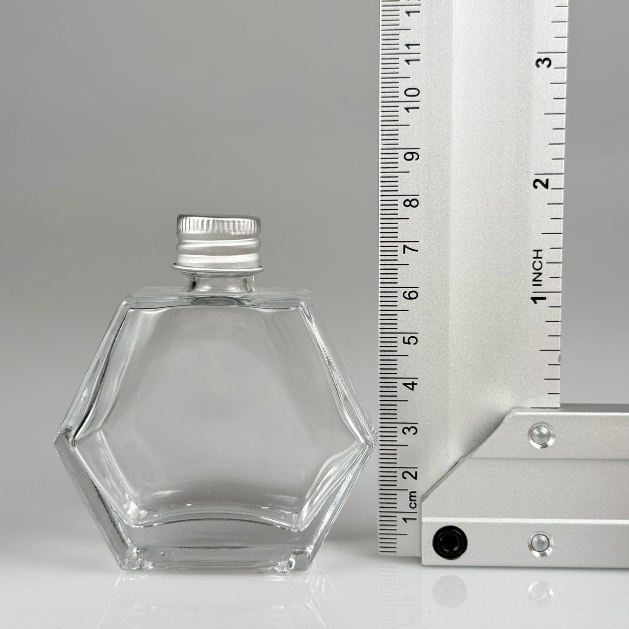 50 CC ALTIGEN CAM ŞİŞE + GÜMÜŞ ALÜMİNYUM METAL KAPAKLI TAKIM - 50 ML ŞEFFAF CAM ŞİŞE