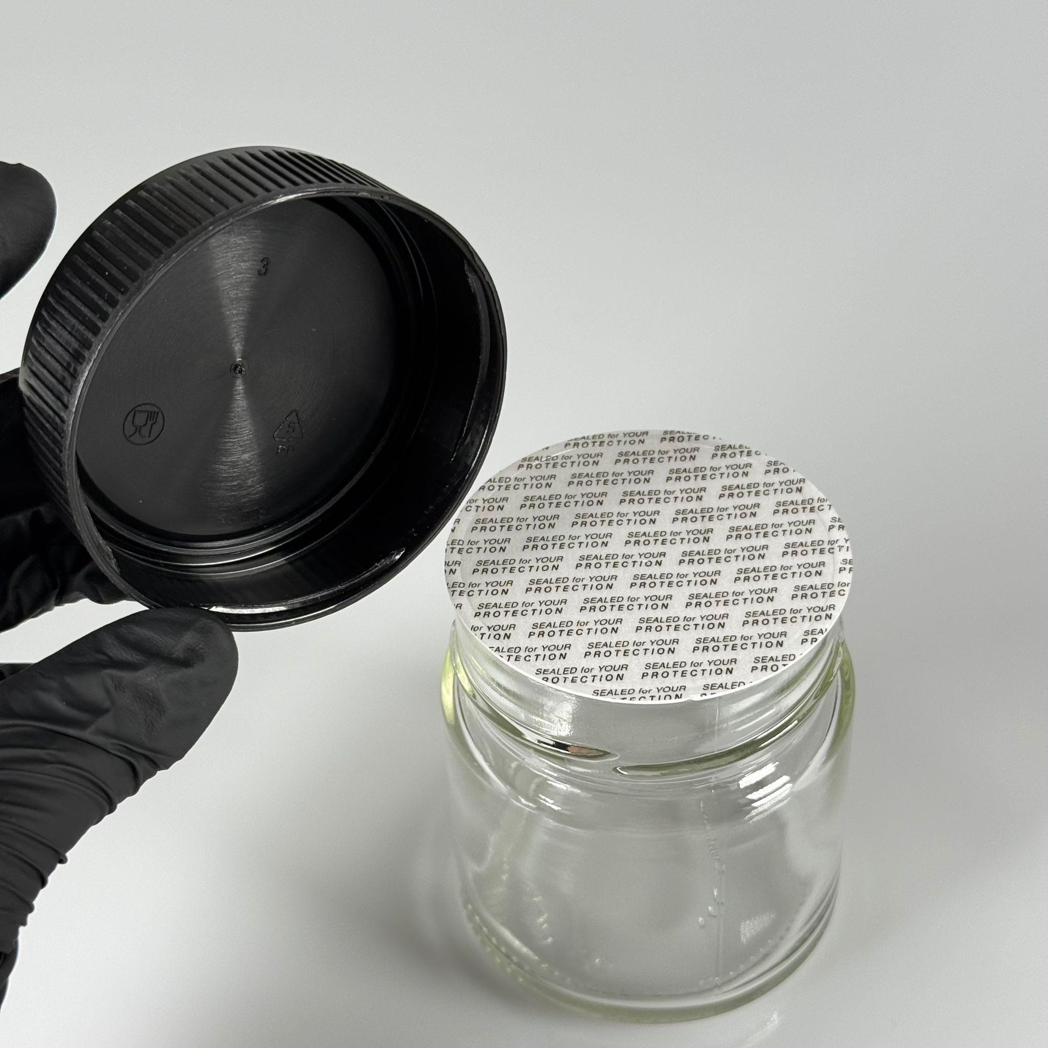 255 CC CAM KAVANOZ - SİYAH PLASTİK DERİN ÜSTÜ KUMLAMA KAPAKLI + KENDİNDEN YAPIŞKANLI KÖPÜK CONTALI - 255 ML CAM KAVANOZLARI