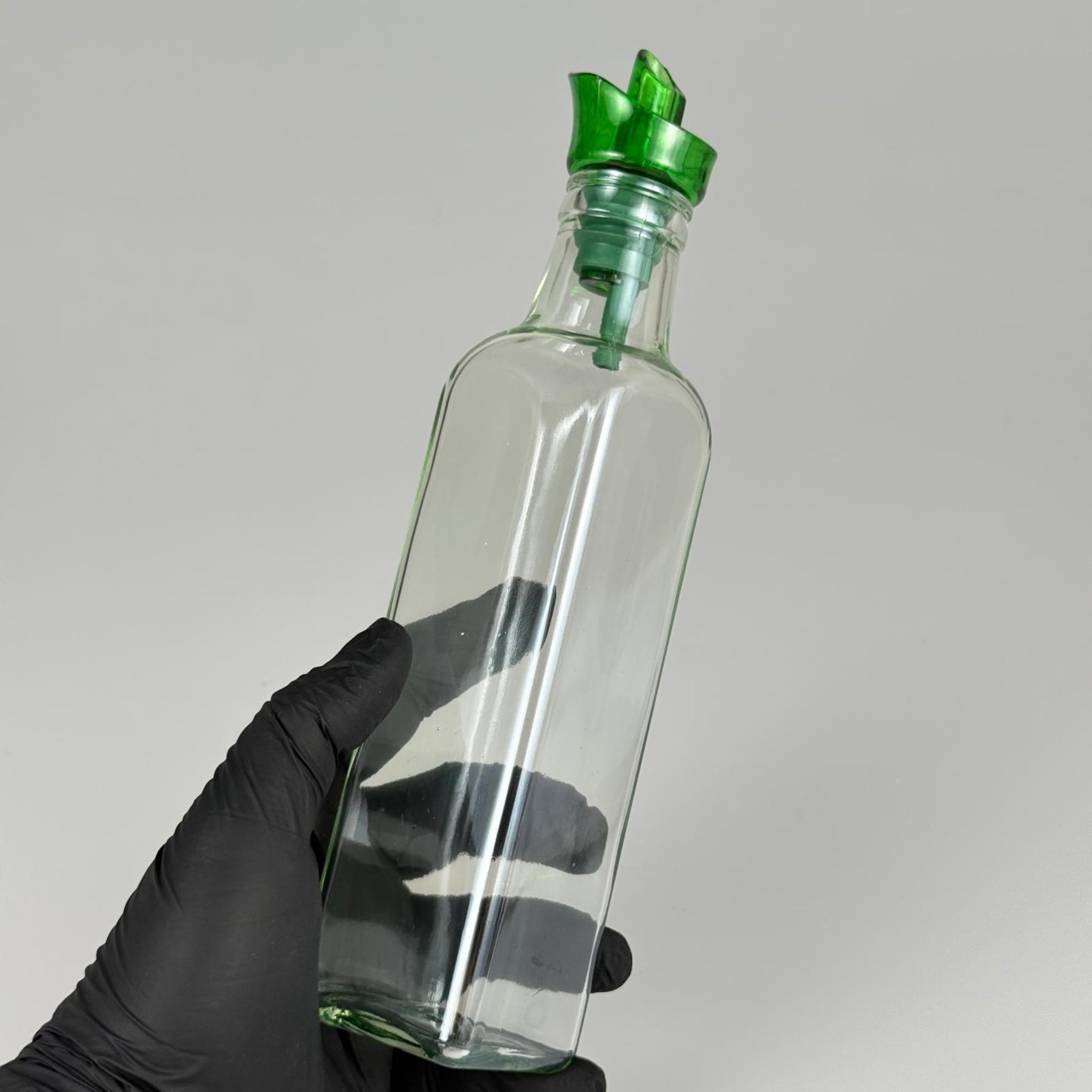 Akıtmaz Kapaklı Şık Cam Yağlık – Zeytinyağı ve Sirke İçin - Restoran Tipi 250 ML Şeffaf Maraska Kare Yağdanlık Açık Yeşil Akıtıcı Başlıklı