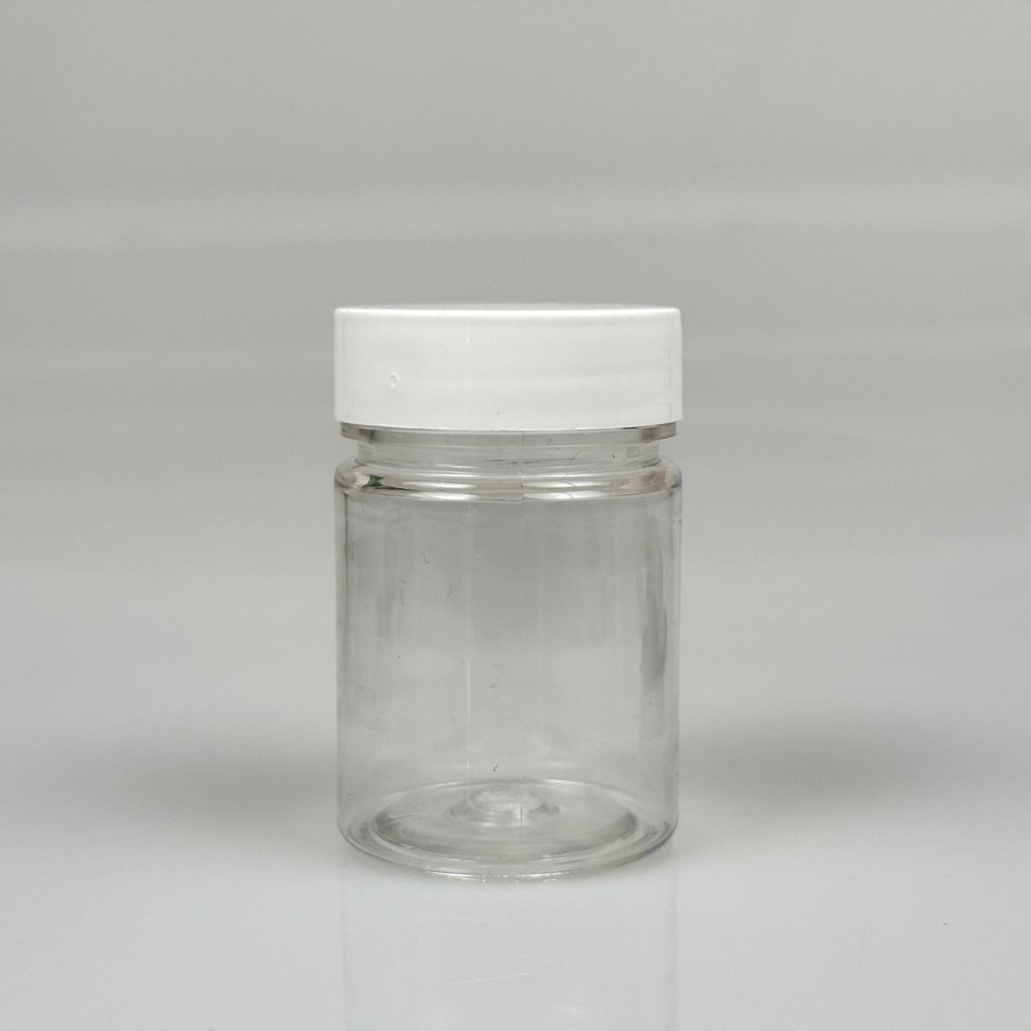50 CC PET ŞİŞE GENİŞ AĞIZLI - BEYAZ KAPAKLI - 50 ML PLASTİK NUMUNE KAVANOZU, MİNİ TABLET KAVANOZU