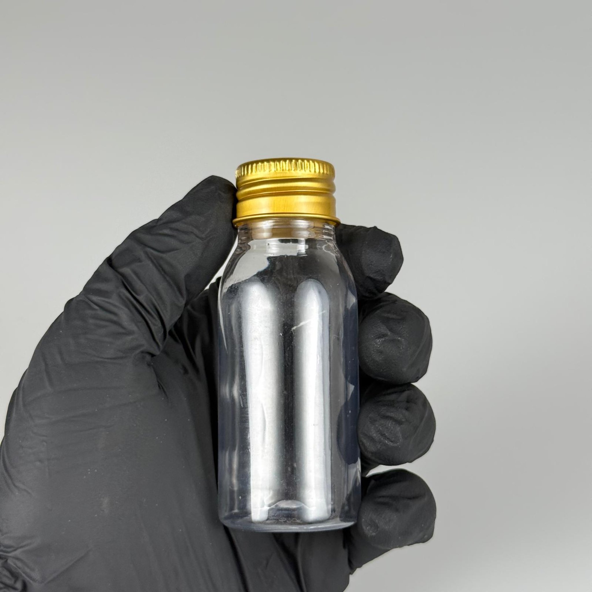 50 CC SERT PLASTİK ŞİŞE (24 AĞIZ) + KÖPÜK CONTALI GOLD METAL ALÜMİNYUM KAPAK + KOLONYA TIPALI TAKIM - 50 ML KAPAKLI PLASTİK ŞİŞELER