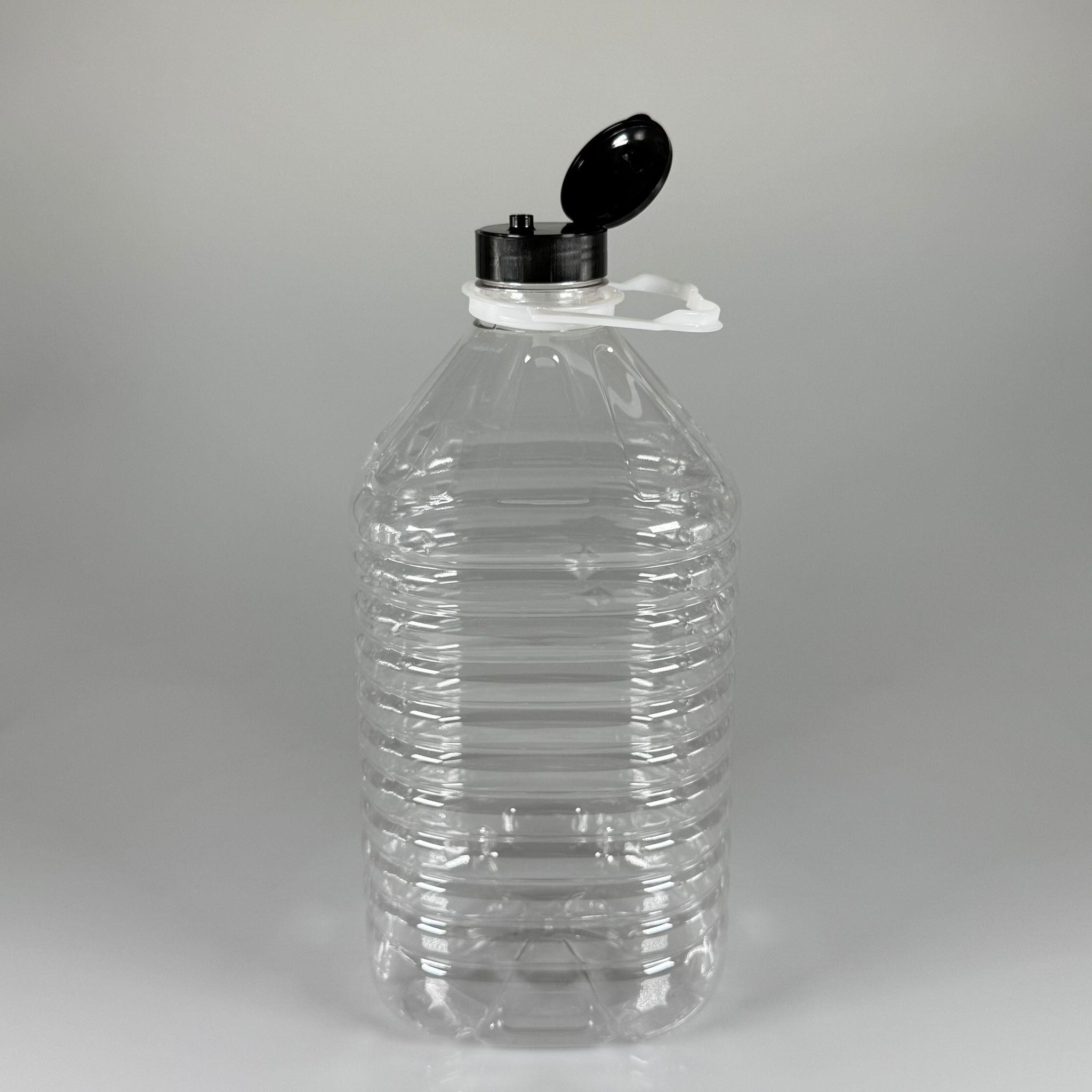 5 LT KÖŞELİ BOŞ DETERJAN PETİ - SİYAH AKITICILI FLİPTOP KAPAKLI BEYAZ KULPLU - 5000 CC PET ŞİŞE