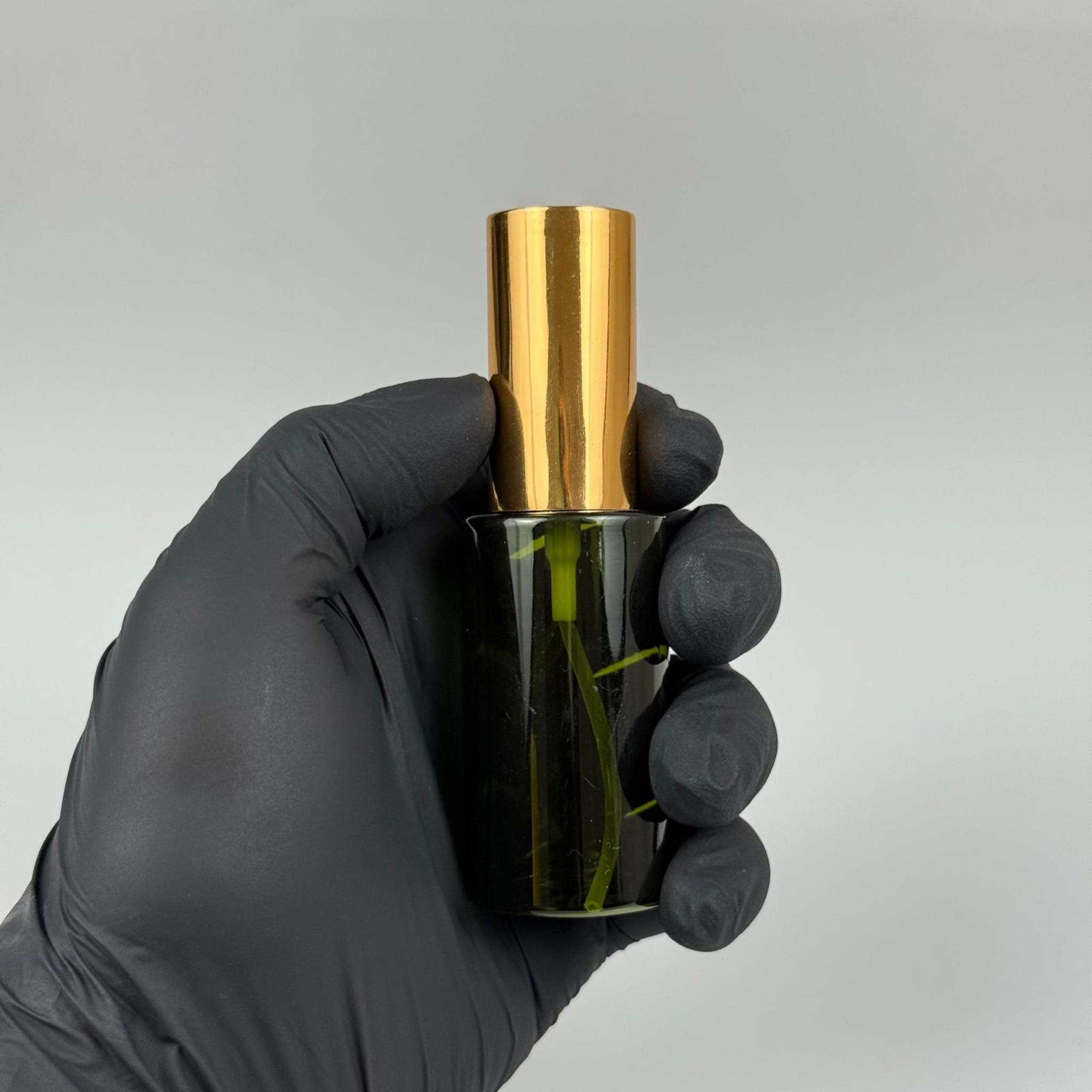 35 ML PET KOLONYA, PARFÜM VB ŞİŞELERİ - METAL ALÜMİNYUM GOLD KAPAK + VİDALI SPREY + 35 CC YEŞİL ŞİŞE SET TAKIM