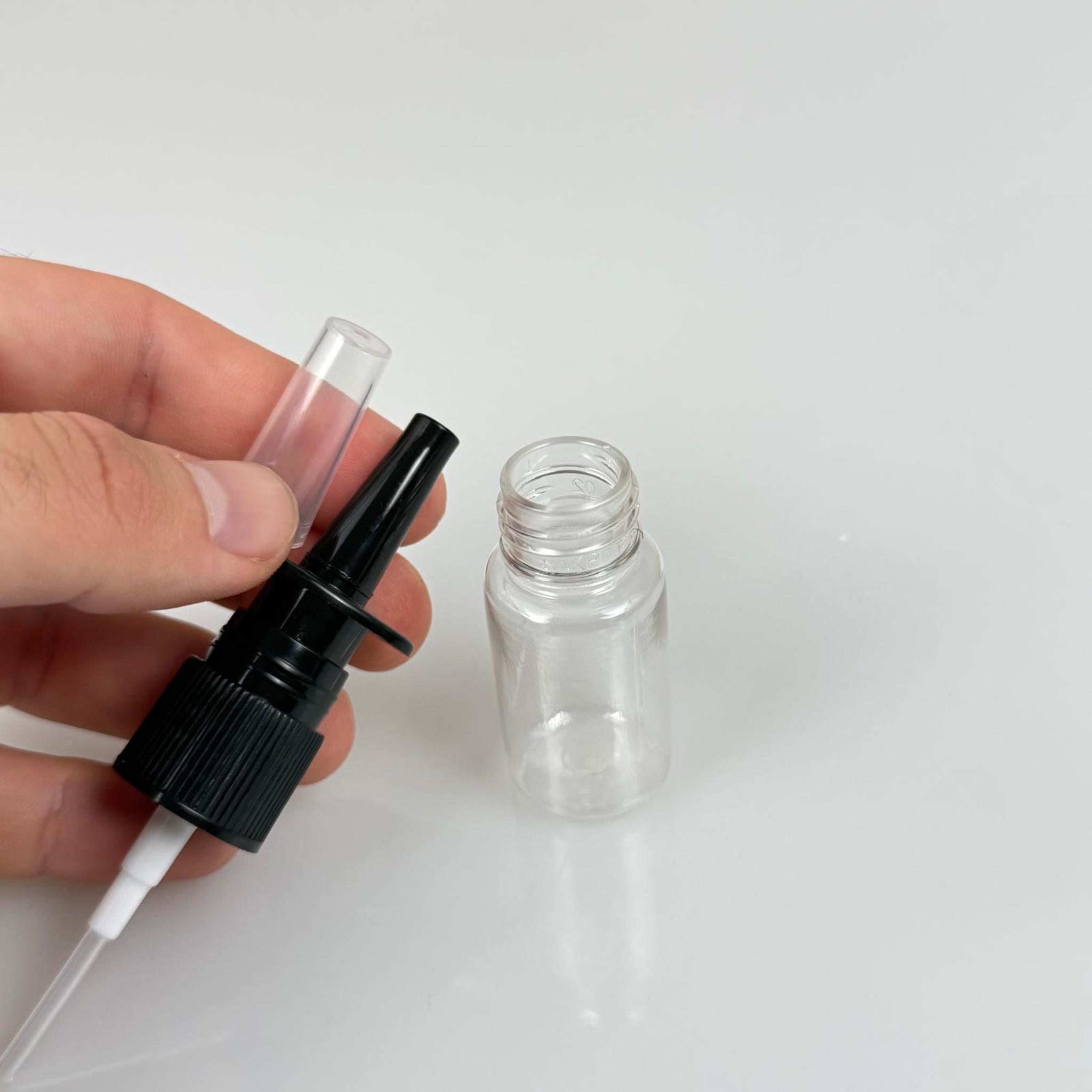 10 CC ŞEFFAF PET ŞİŞE- SİYAH NAZAL BURUN SPREYLİ 10 ML PLASTİK ŞİŞE