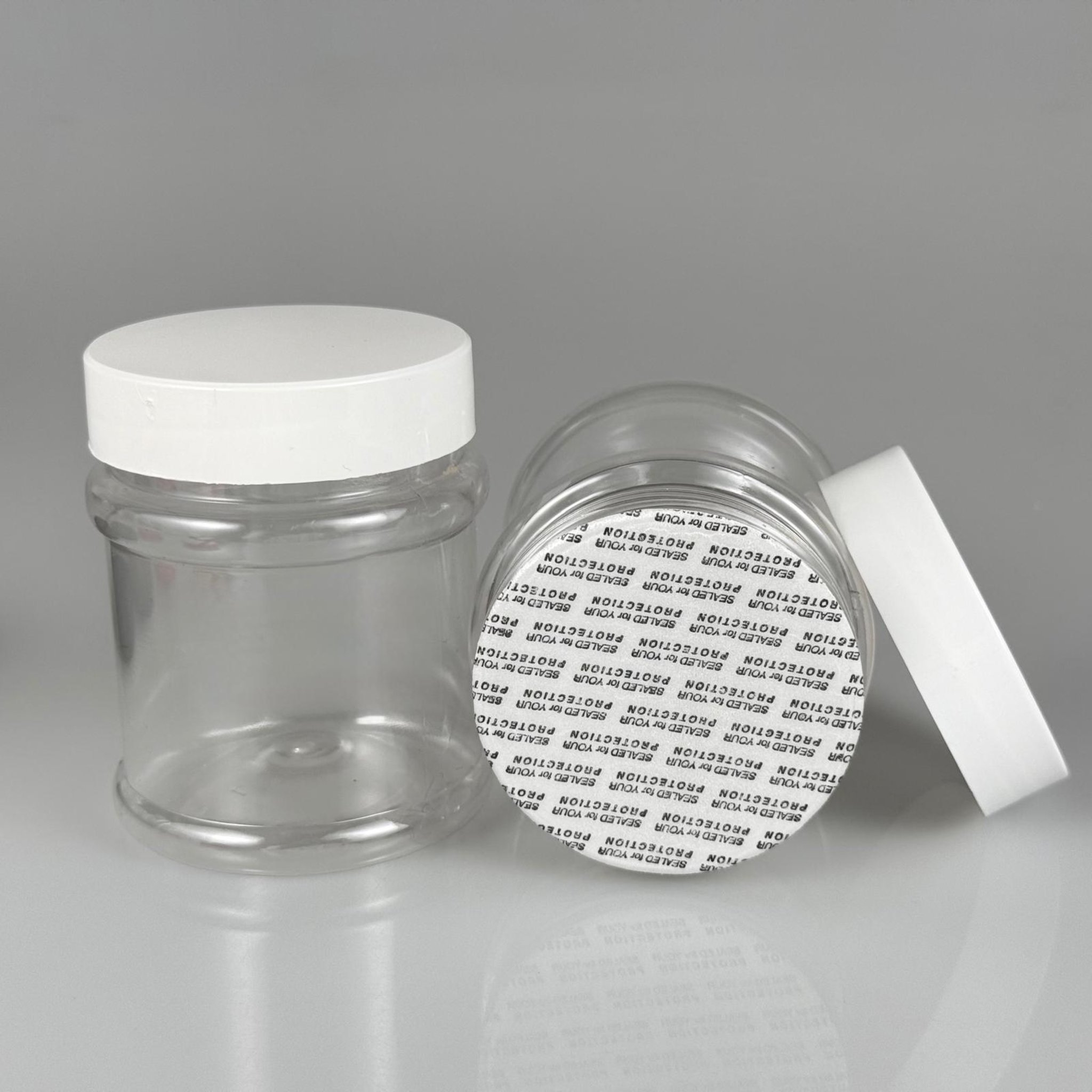 200 CC SİLİNDİR PET KAVANOZ + BEYAZ PLASTİK KAPAKLI + KENDİNDEN YAPIŞKANLI KÖPÜK CONTALI TAKIM - 200 ML PLASTİK KAVANOZ