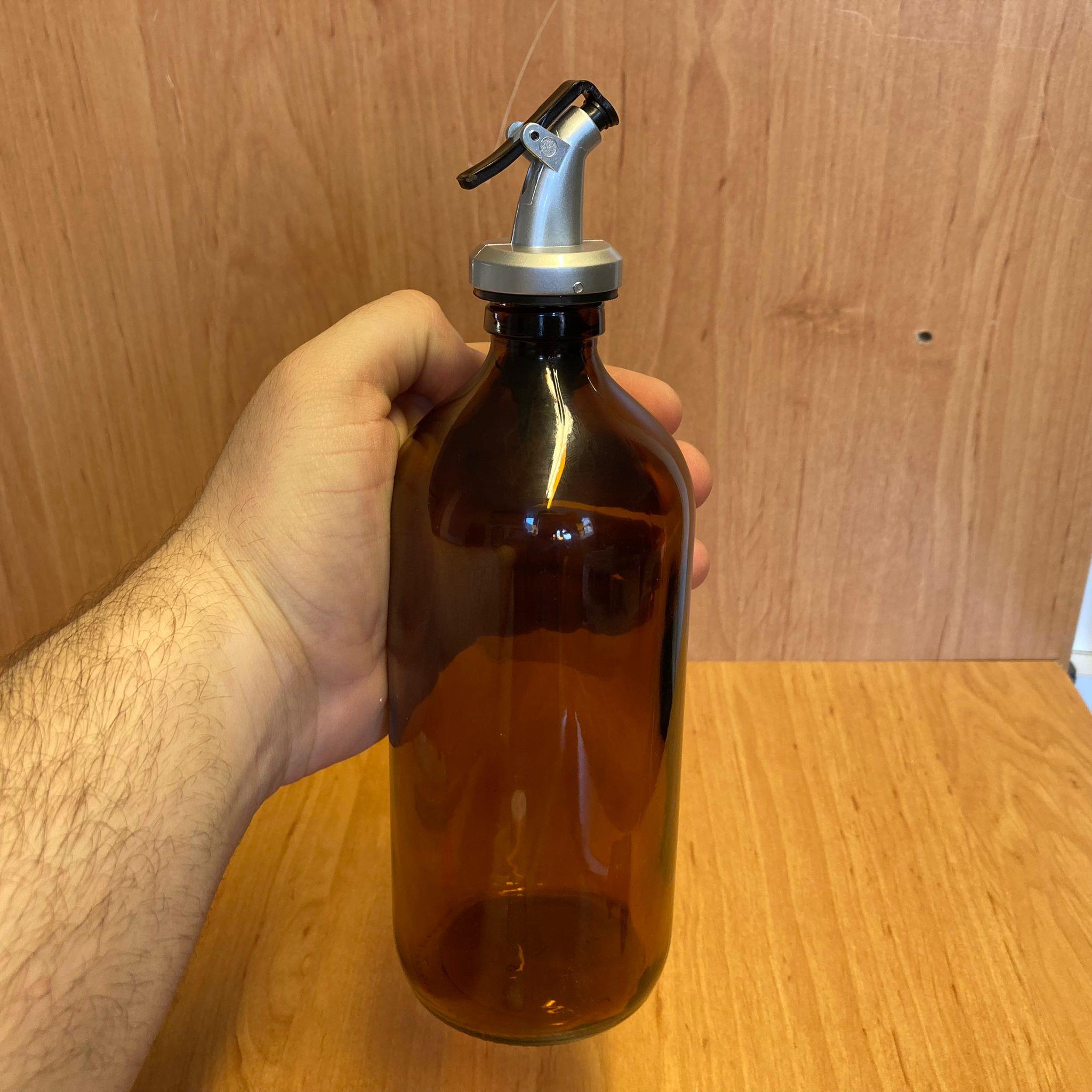 500 CC AMBER TOMBUL YAĞDANLIK ŞİŞESİ - 500 ML CAM YAĞLIK SİRKELİK ŞİŞE - GRİ AKITICILI Damlatmaz Yağlık/ Sirkelik