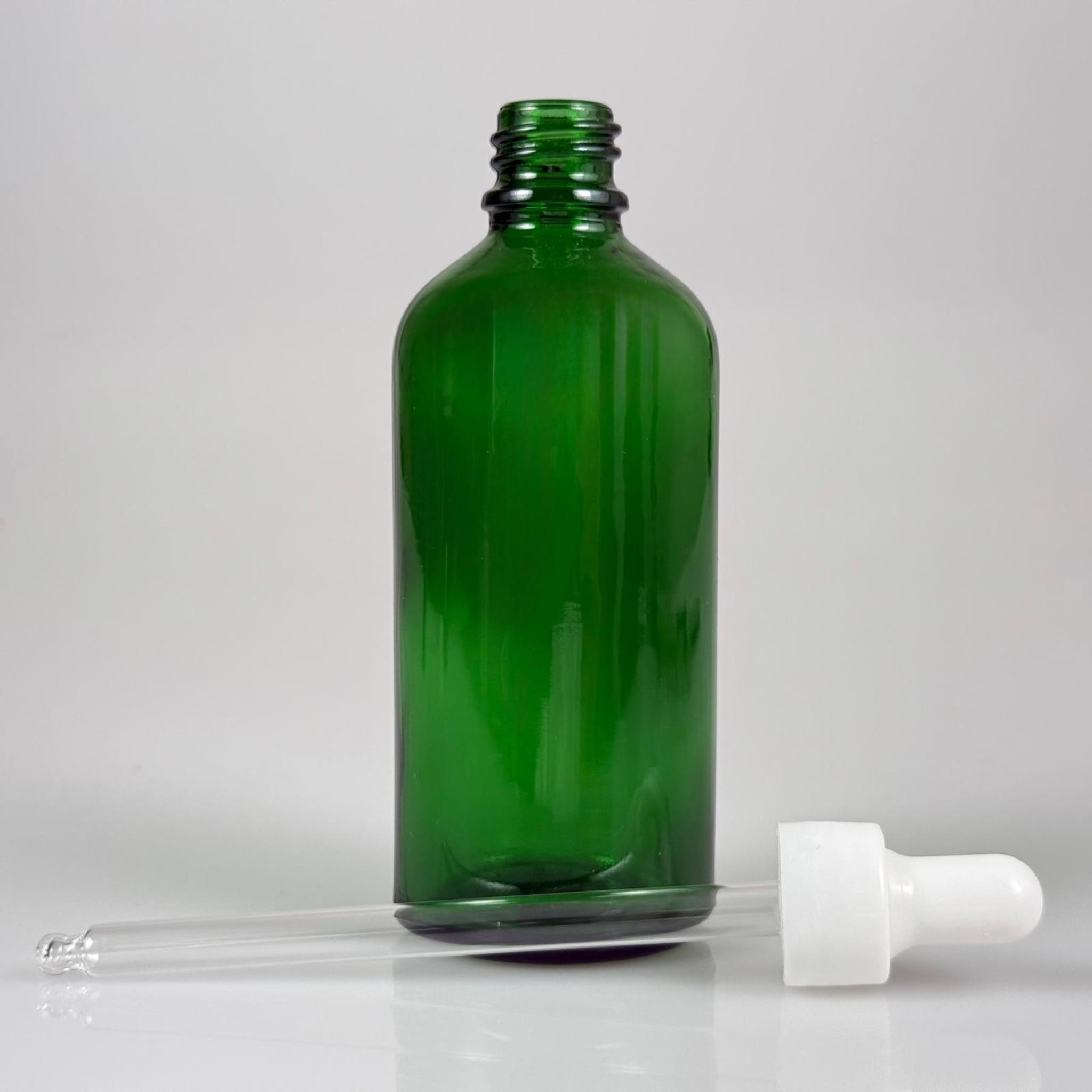 100 CC YEŞİL CAM DAMLALIKLI ŞİŞE - BEYAZ EMZİK + BEYAZ DÜZ KAPAK + CAM PİPET TAKIM - 100 ML YEŞİL DAMLALIKLI ŞİŞE SETİ
