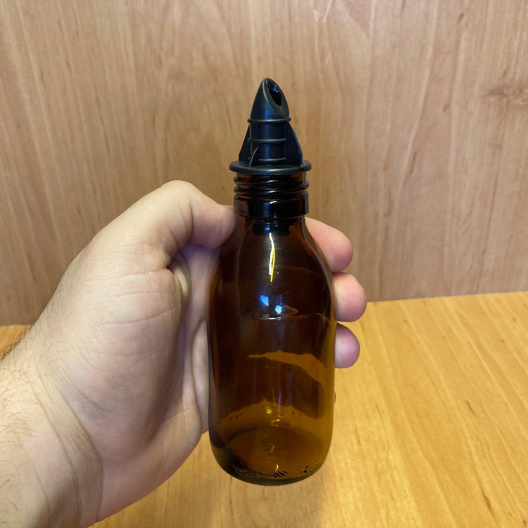 125 CC AMBER YAĞDANLIK ŞİŞESİ - 125 ML CAM YAĞLIK SİRKELİK ŞİŞE - SİYAH AKITICILI