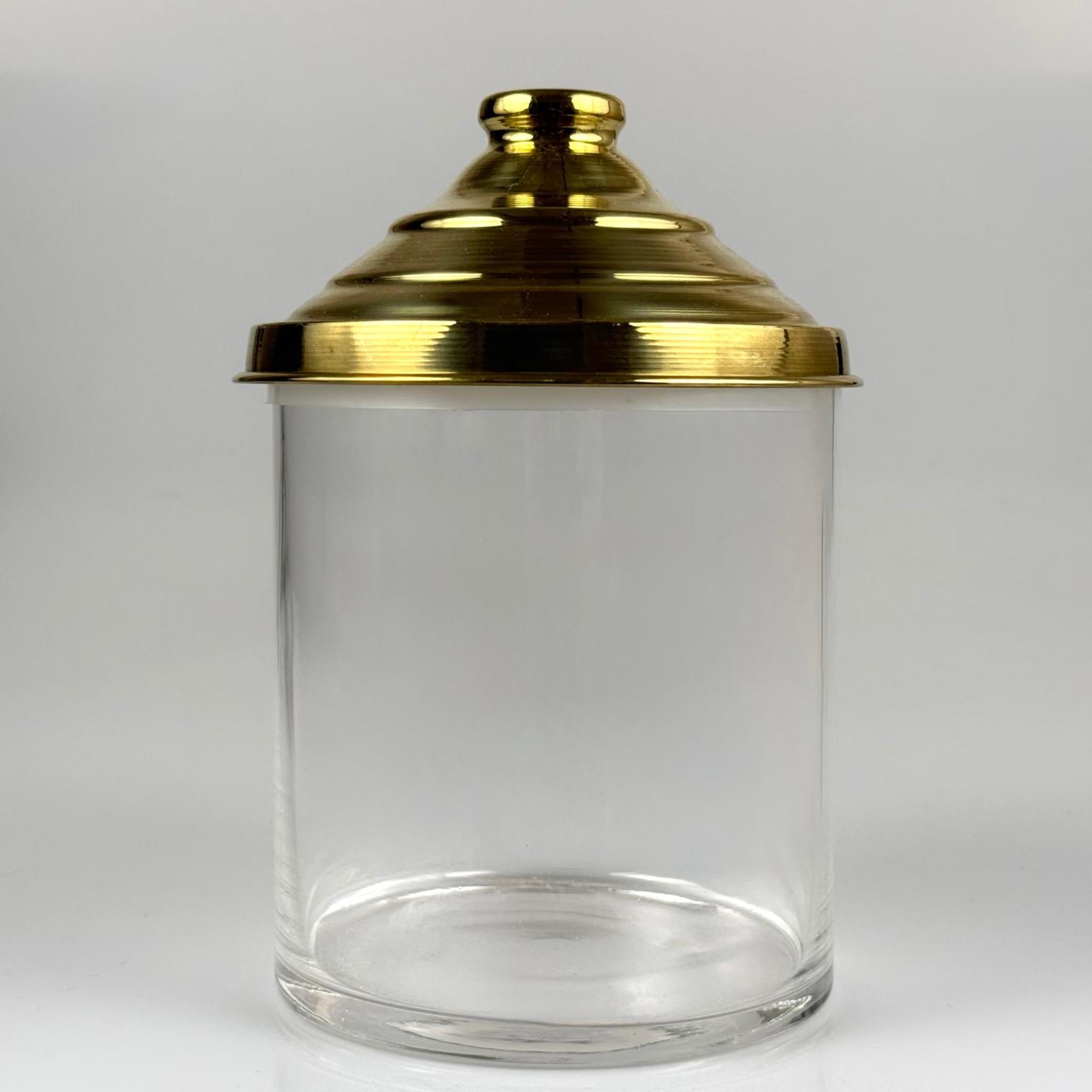 PİRİNÇ KAPAKLI SİLİNDİR DÜZ 15X16 CM TEŞHİR KAVANOZU - AKTARİYE, DEKORATİF, PASTANE VB İÇİN NOSTALJİ KAVANOZ - 1,9 LT