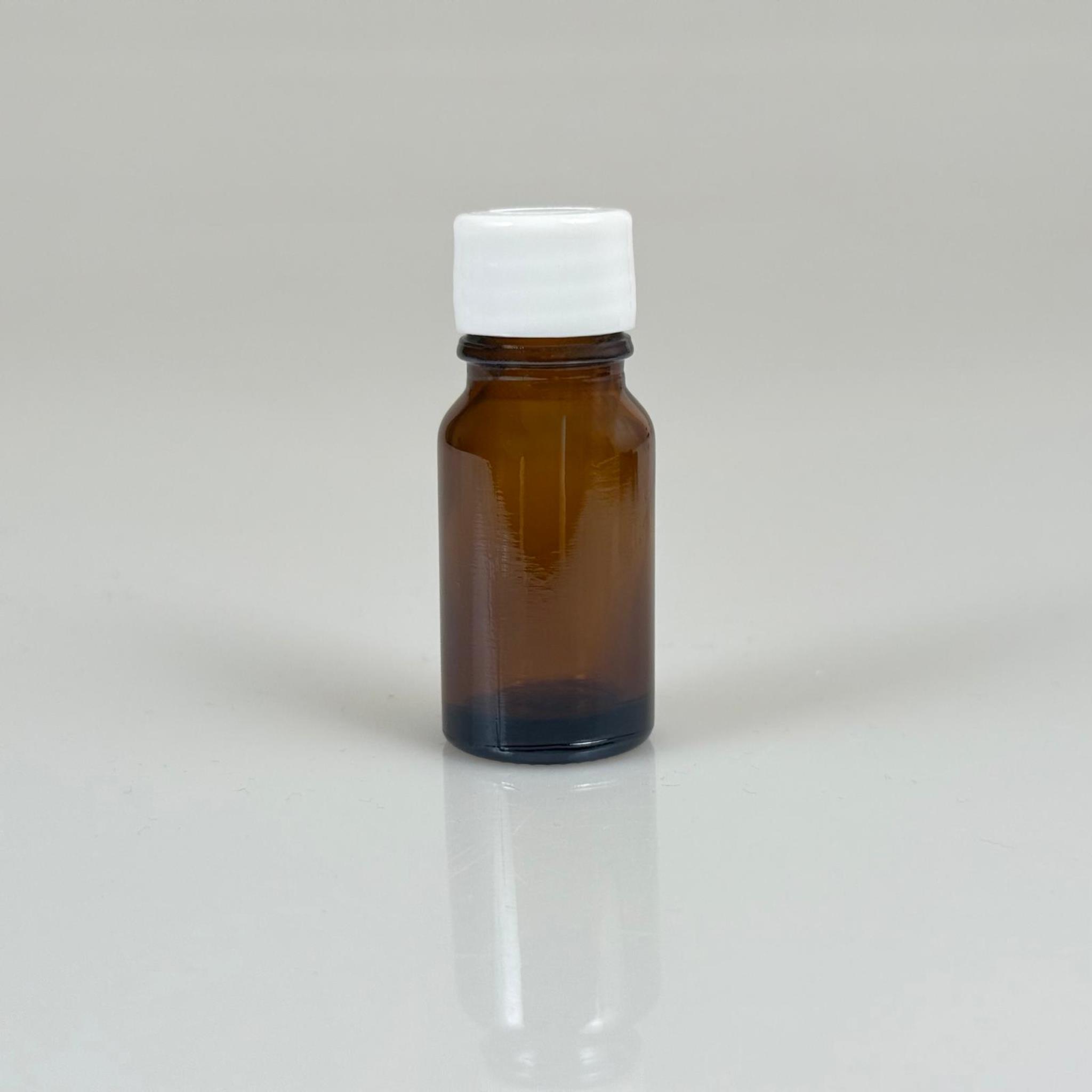 10 ML AMBER CAM ŞİŞE + CONTALI BEYAZ KAPAK - 10 CC KAPAKLI CAM ŞİŞE