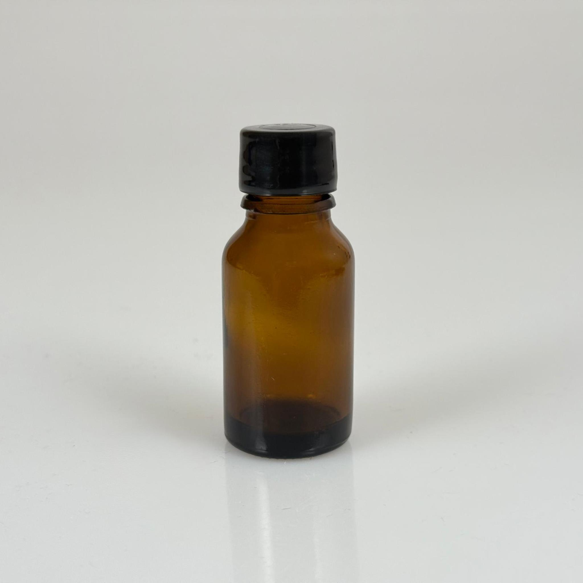 15 ML AMBER CAM ŞİŞE + CONTALI SİYAH KAPAK - 15 CC KAPAKLI CAM ŞİŞE