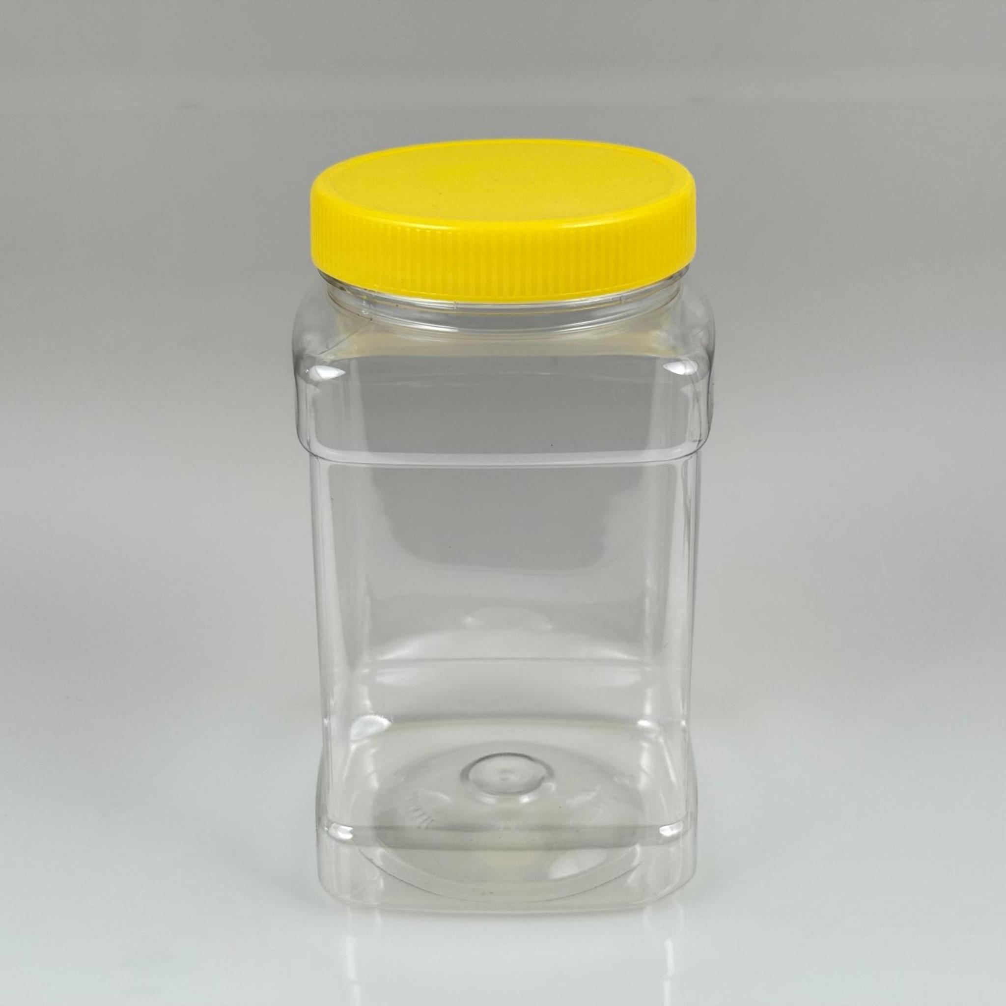 1000 CC DOMBY KARE PET KAVANOZ - 1 LİTRE SIZDIRMAZ KAPAKLI PLASTİK KAVANOZ - TURŞU, ZEYTİN, KURUYEMİŞ, BAHARAT KAVANOZLARI VB ALANLARDA KULLANILABİLİR