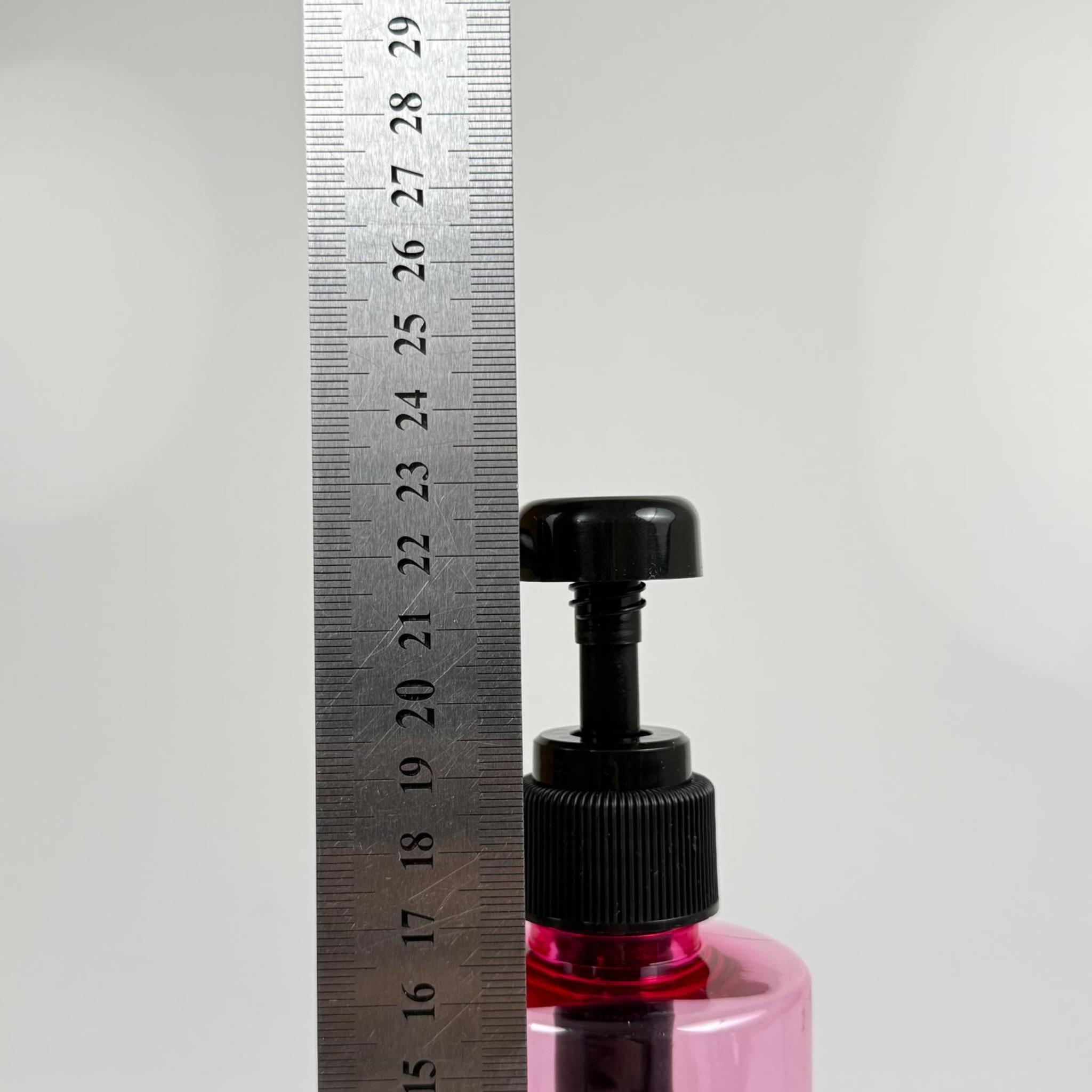 400 CC PET PEMBE SİLİNDİR MODEL ŞİŞE - SİYAH DOZAJ POMPALI (HER BASMADA 4 CC SIVI ATAR) - 400 ML POMPALI ŞİŞE - ŞURUP, ŞAMPUAN, KREM GİBİ YOĞUN KIVAMLI SIVILARDA KULLANILIR