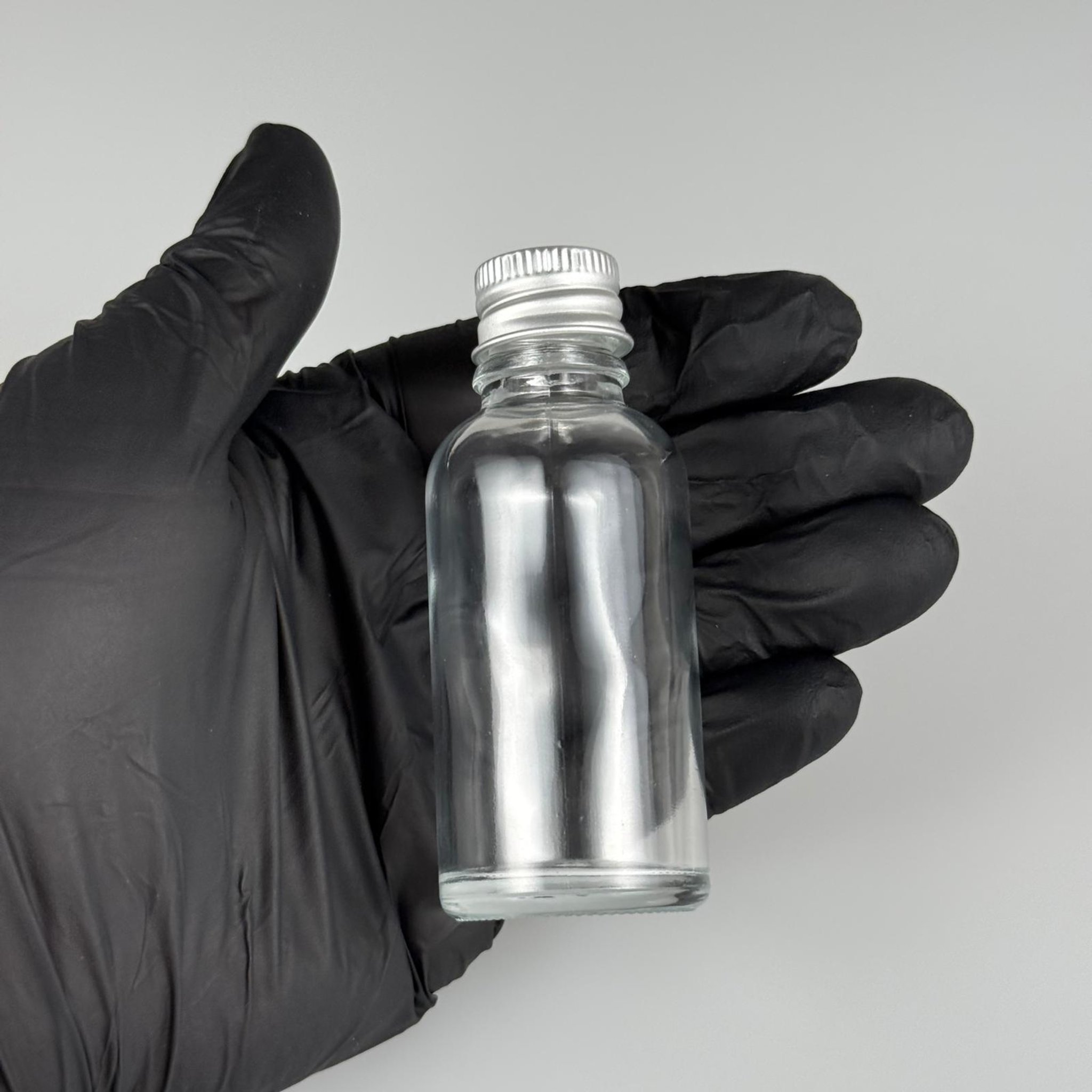 30 CC ŞEFFAF CAM ŞİŞE + KÖPÜK CONTALI GÜMÜŞ ALÜMİNYUM METAL KAPAKL + DAMLALIKLI KOLONYA TIPALII TAKIM - 30 ML ŞEFFAF CAM ŞİŞE