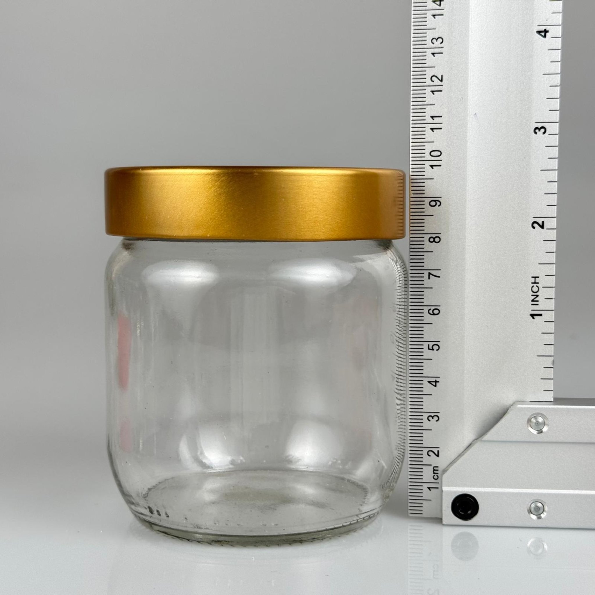 425 CC CAM KAVANOZ - DERİN GOLD LÜKS METAL KAPAKLI - 425 ML CAM KAVANOZ