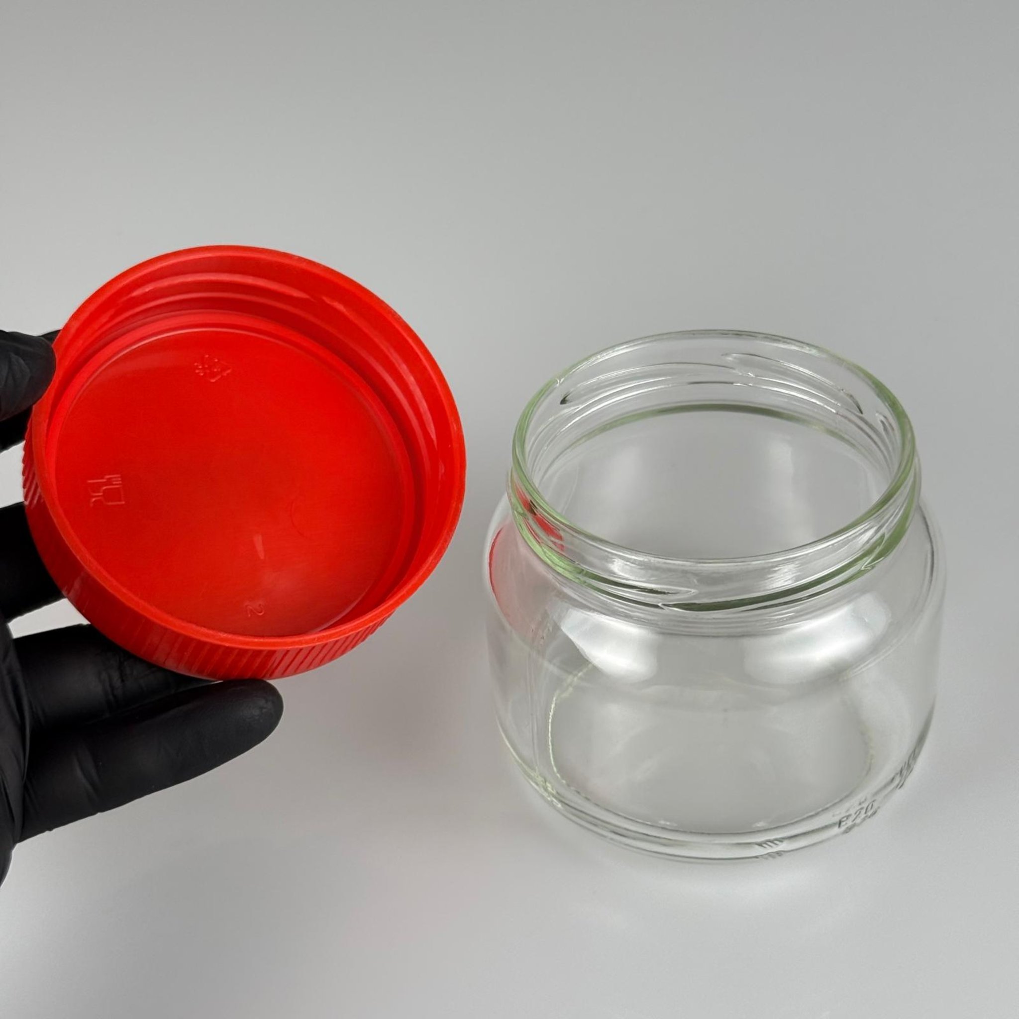 400 CC BASIK CAM KAVANOZ - KIRMIZI PLASTİK KAPAKLI - 400 ML CAM KAVANOZ - KESTANE ŞEKERİ KAVANOZU