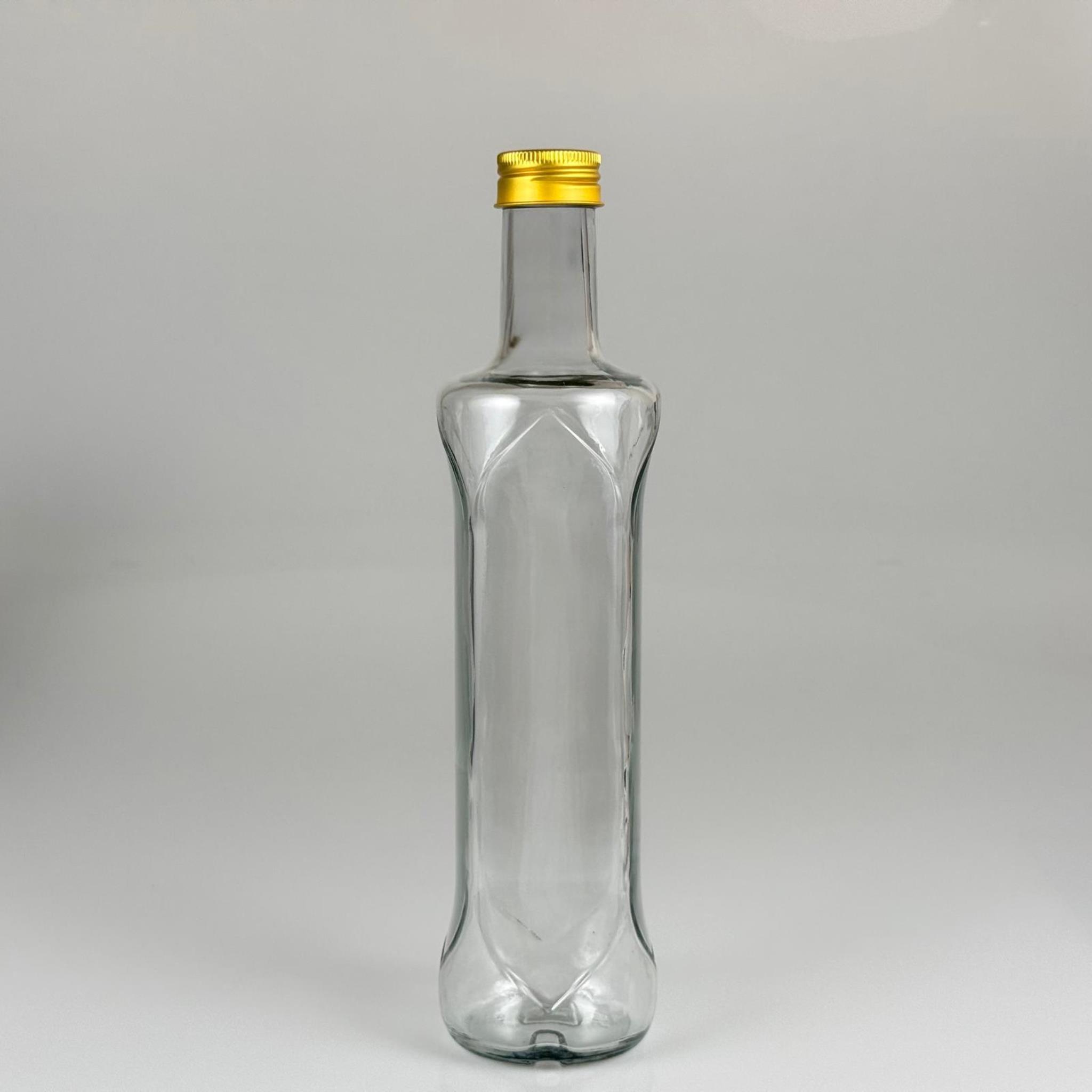 500 CC DESENLİ DORİKA CAM ŞİŞE - GOLD METAL ALÜMİNYUM KAPAKLI - 500 ML DORİKA YAĞ ŞİŞESİ - SİRKE ŞİŞESİ