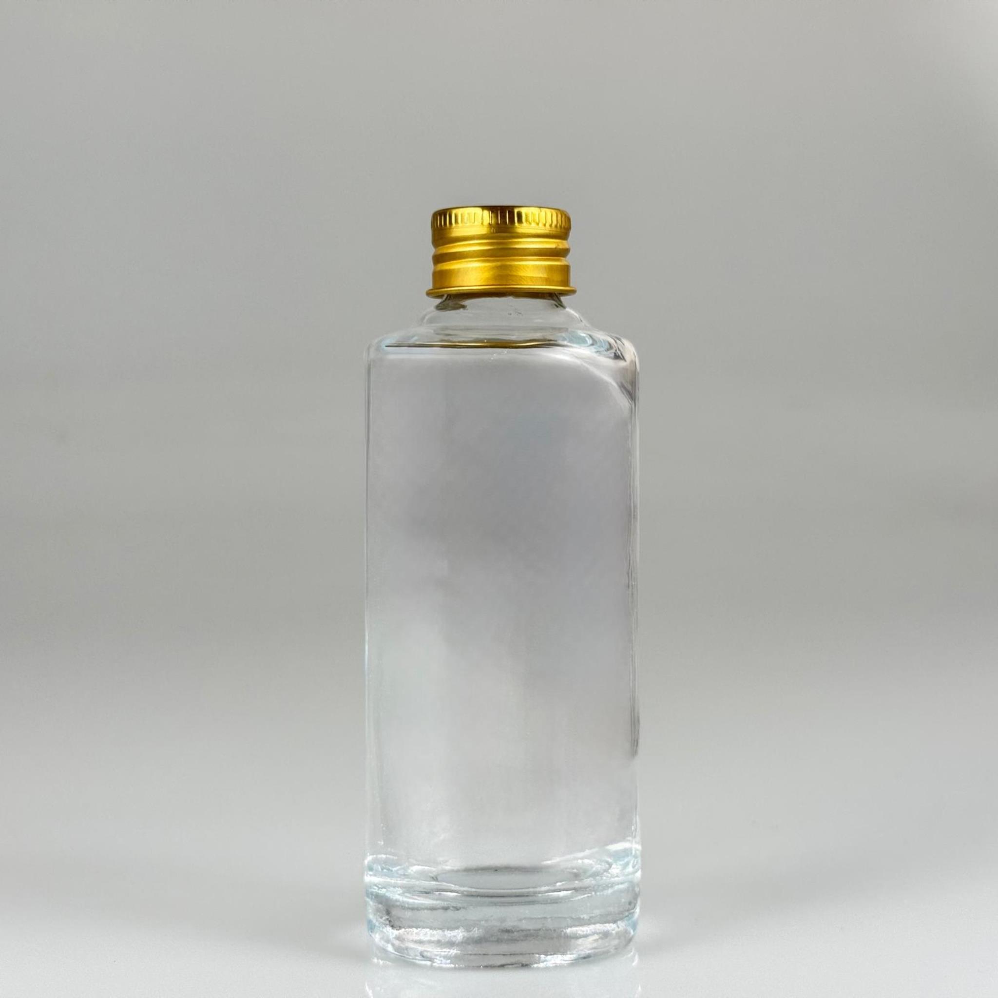 100 CC ŞEFFAF OVAL CAM ŞİŞE (24 AĞIZ) + KÖPÜK CONTALI GOLD METAL ALÜMİNYUM KAPAK - 100 ML OVAL CAM ŞİŞE