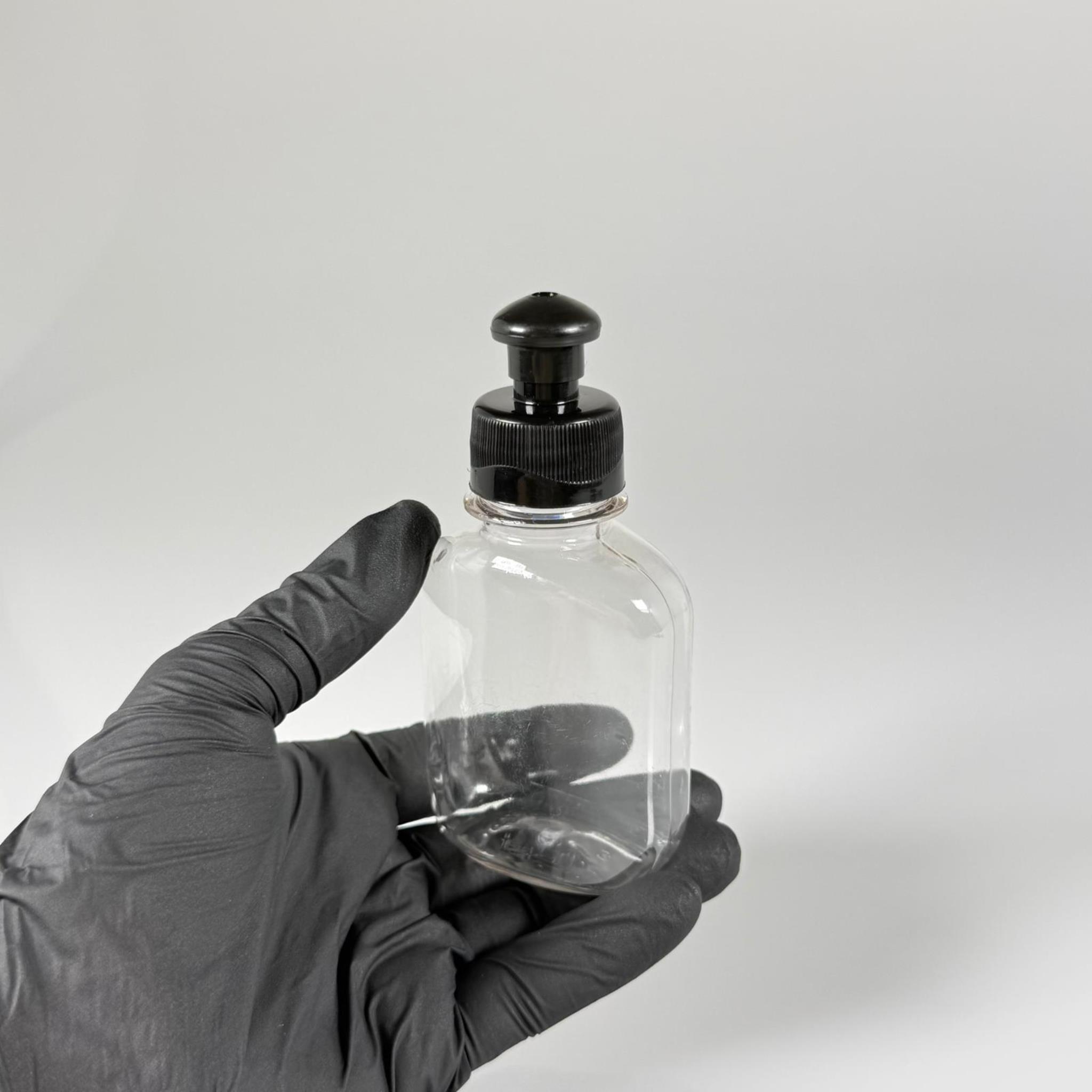 100 CC YASSI PET ŞİŞE - SİYAH PUSH PULL KAPAKLI - 100 ML PET ŞİŞE KALIN (15 GR)