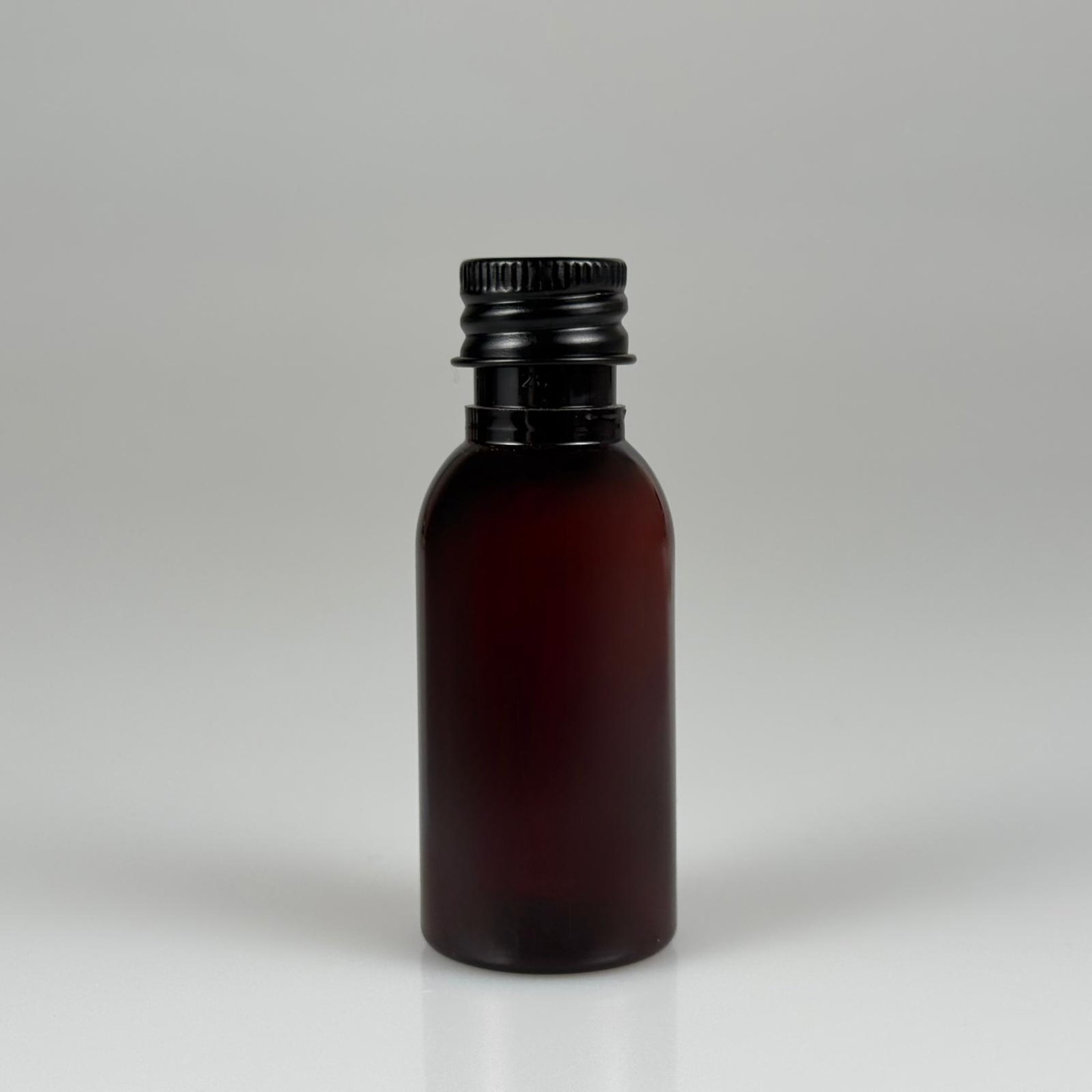 35 CC AMBER PET ŞİŞE - KÖPÜK CONTALI SİYAH ALÜMİNYUM METAL KAPAKLI TAKIM - 35 ML KAHVERENGİ PET ŞİŞE