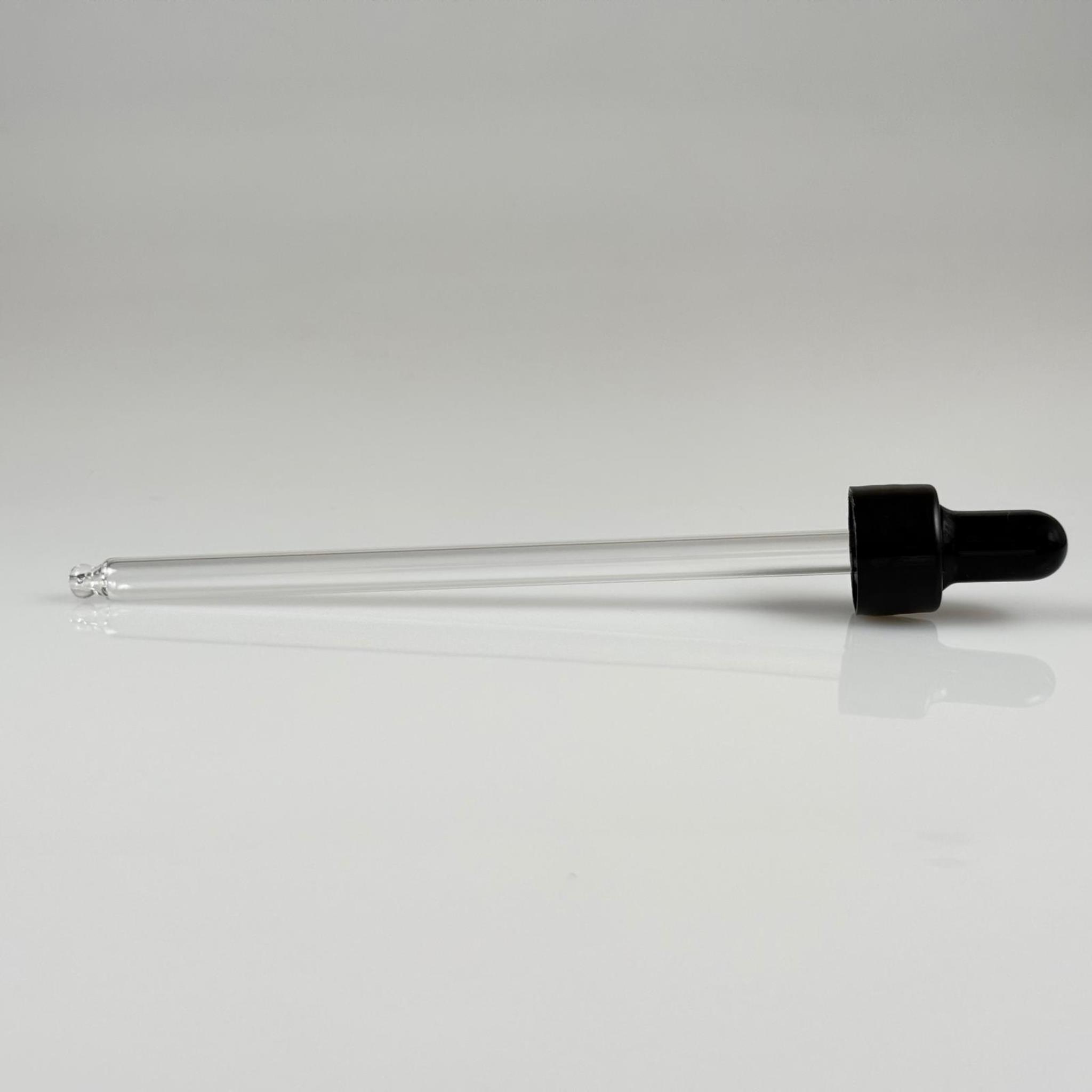 18 MM CAM DAMLALIKLI TAKIM - SİYAH EMZİK +  DELİKLİ PLASTİK DÜZ SİYAH KAPAK + 140 MM CAM PİPET