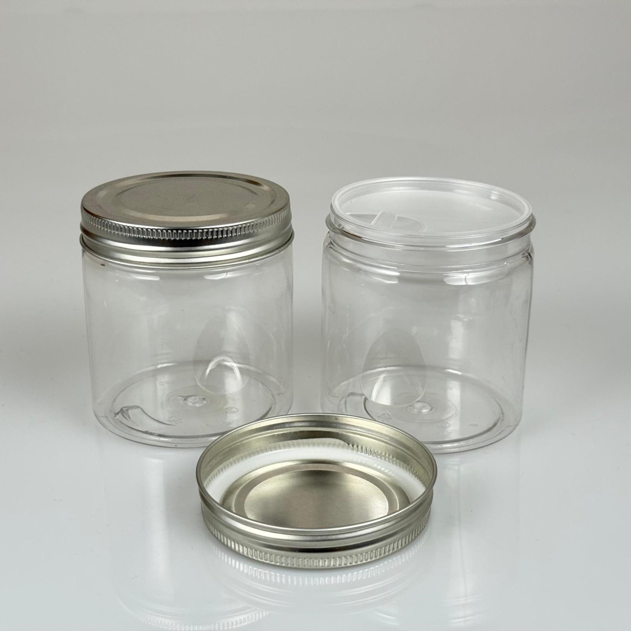 250 ML SERT PET KAVANOZ + GÜMÜŞ METAL KAPAK + İÇ TIPA - 250 CC KALIN ŞEFFAF PLASTİK KAVANOZ GÜMÜŞ METAL KAPAKLI İÇ TIPALI TAKIM - KREM KAVANOZLARI