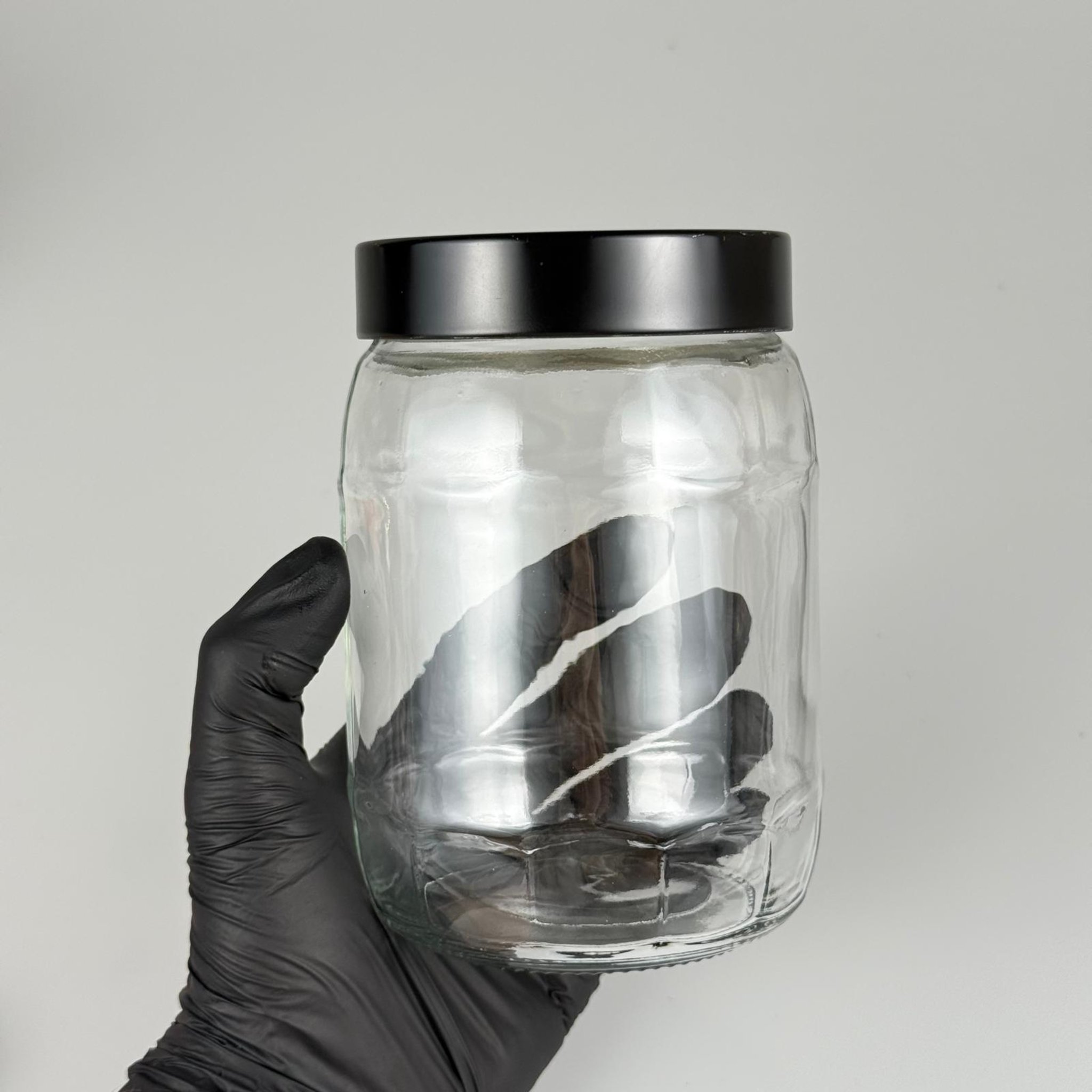 720 CC FIÇI CAM KAVANOZ - AKILLI SİYAH DERİN METAL KAPAKLI - 720 ML BAL KAVANOZU
