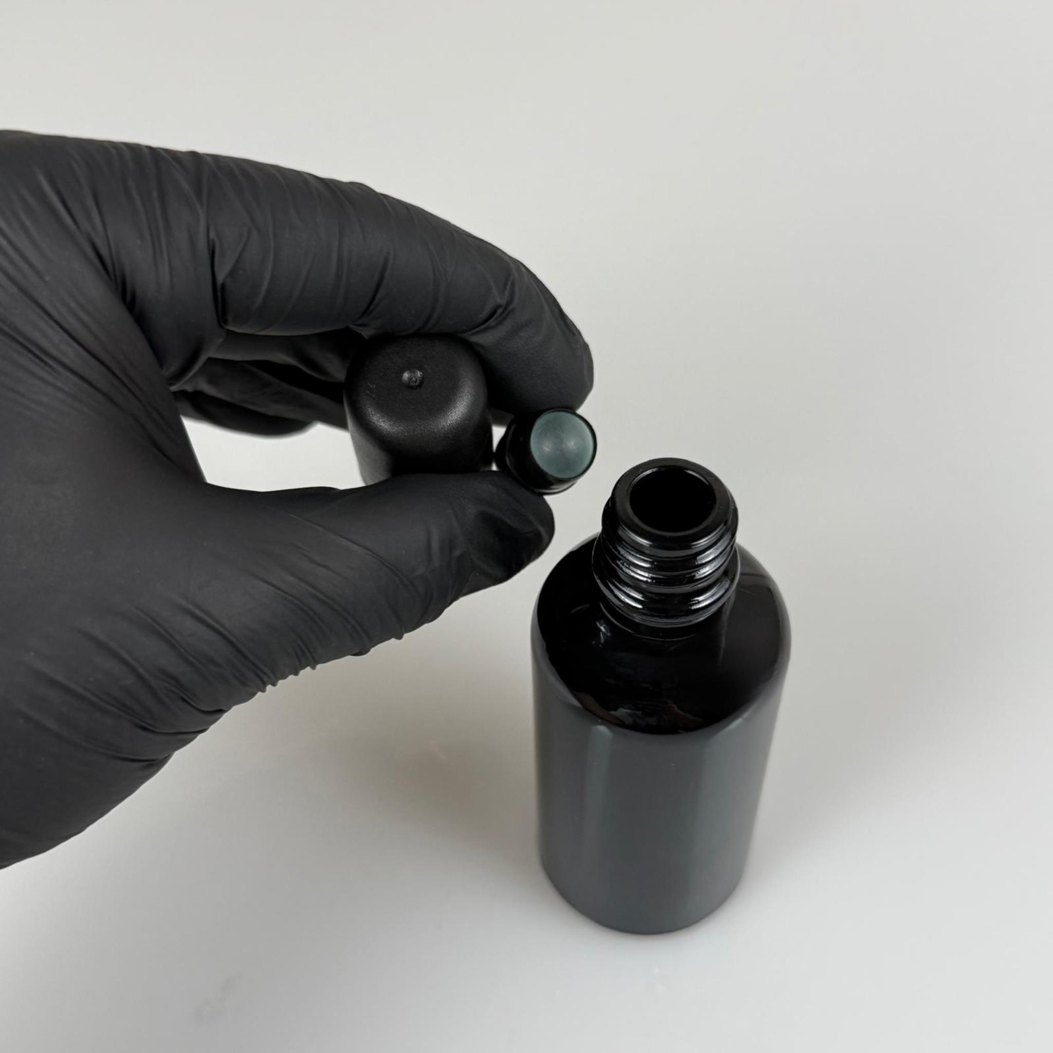 50 CC SİYAH CAM ROLL-ON ŞİŞESİ - SİYAH KAPAKLI - 50 ML CAM BİLYELİ ŞİŞE - CAM ROLL ON ŞİŞE - CAM ESANS ŞİŞESİ