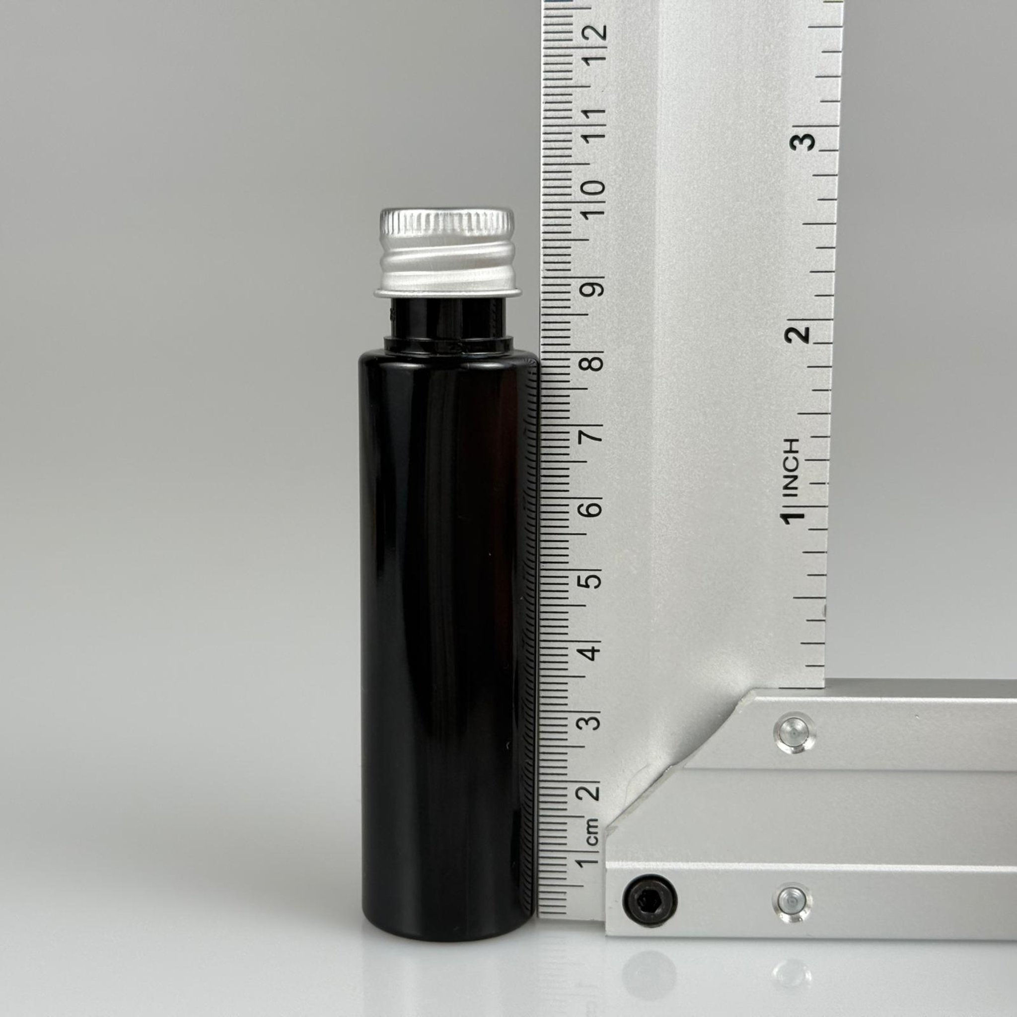 35 CC PET ŞİŞE - KÖPÜK CONTALI GÜMÜŞ ALÜMİNYUM METAL KAPAKLI + KÖR TIPALI TAKIM - 35 ML SİYAH PET ŞİŞE