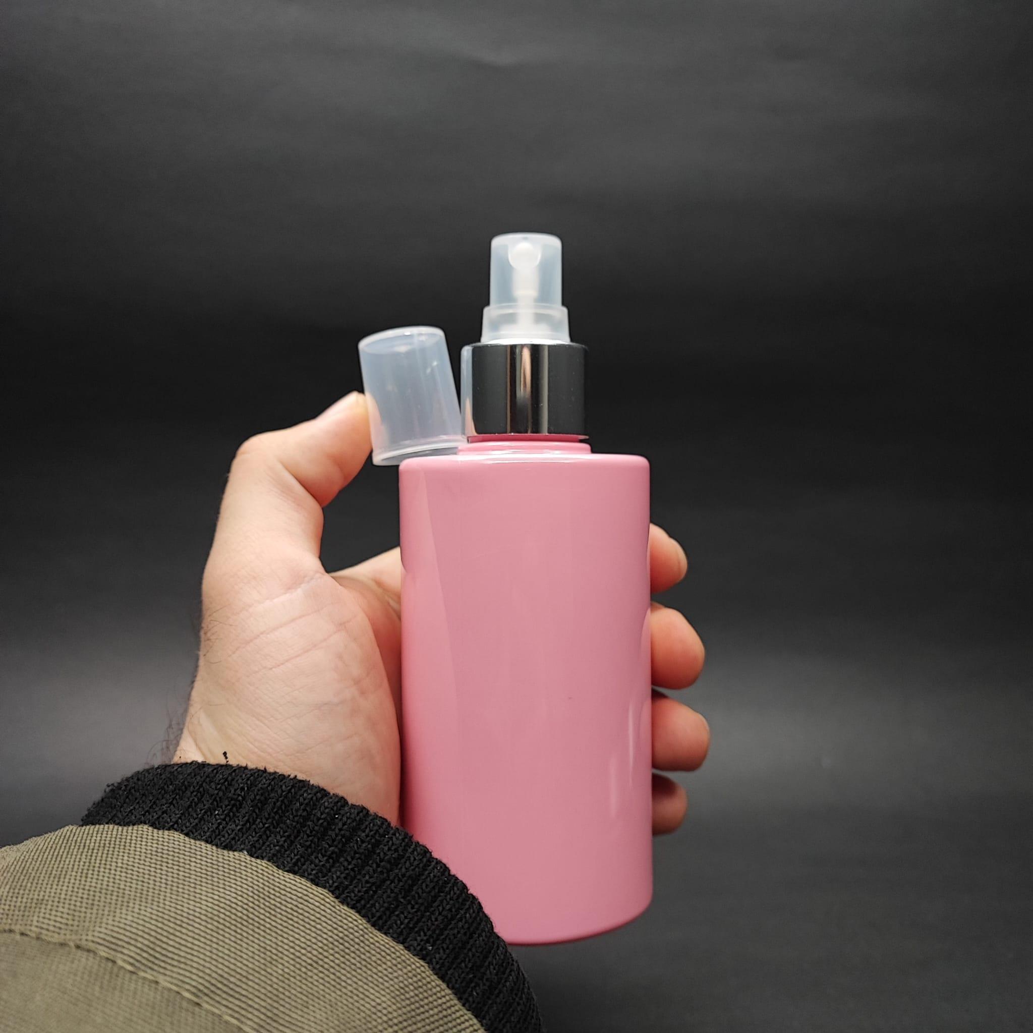 200 CC KÜT BOYUNLU SİLİNDİR PET ŞİŞE (24 GR) - GÜMÜŞ SPREYLİ - 200 ML PLASTİK ŞİŞE - PEMBE
