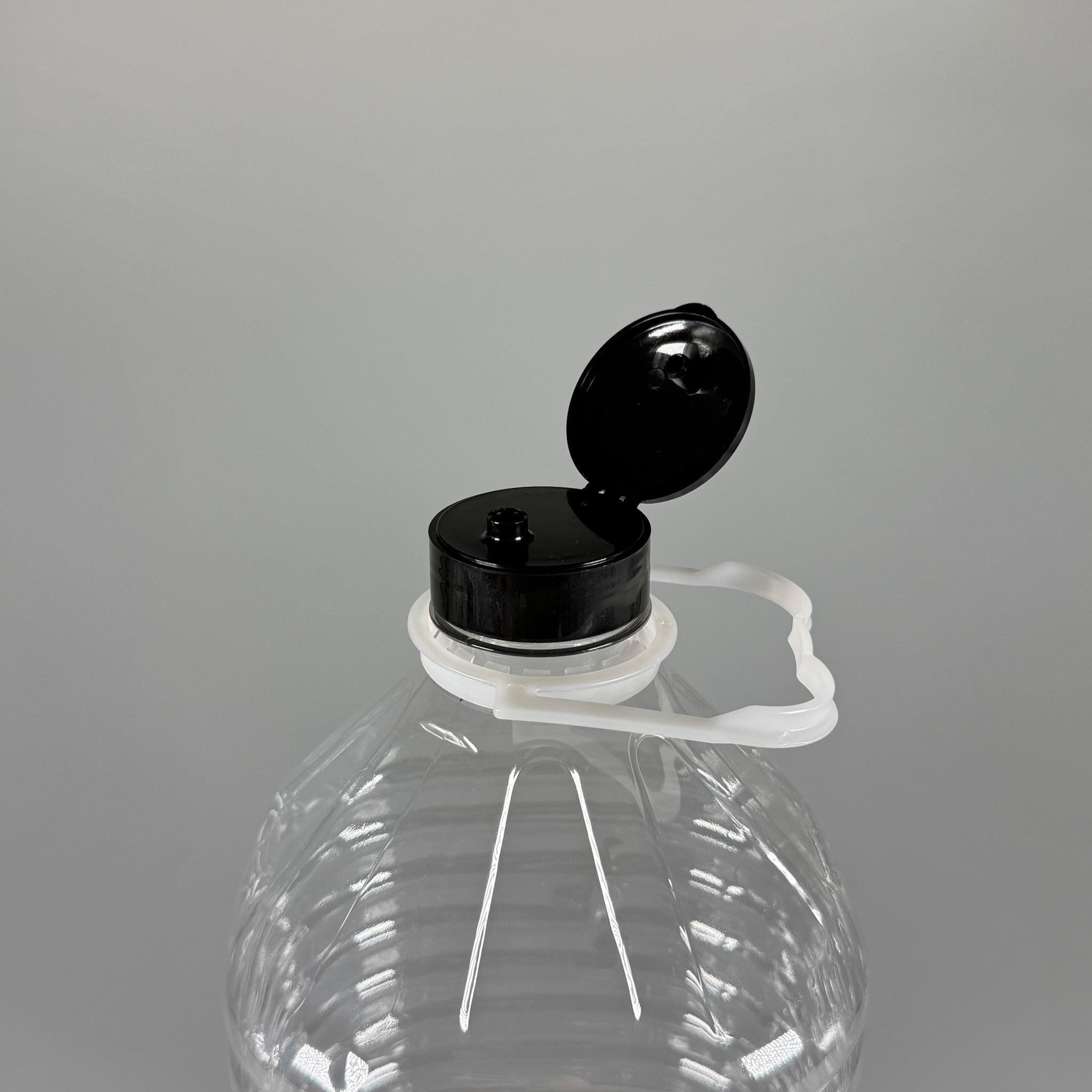 5 LT KÖŞELİ BOŞ DETERJAN PETİ - SİYAH AKITICILI FLİPTOP KAPAKLI BEYAZ KULPLU - 5000 CC PET ŞİŞE