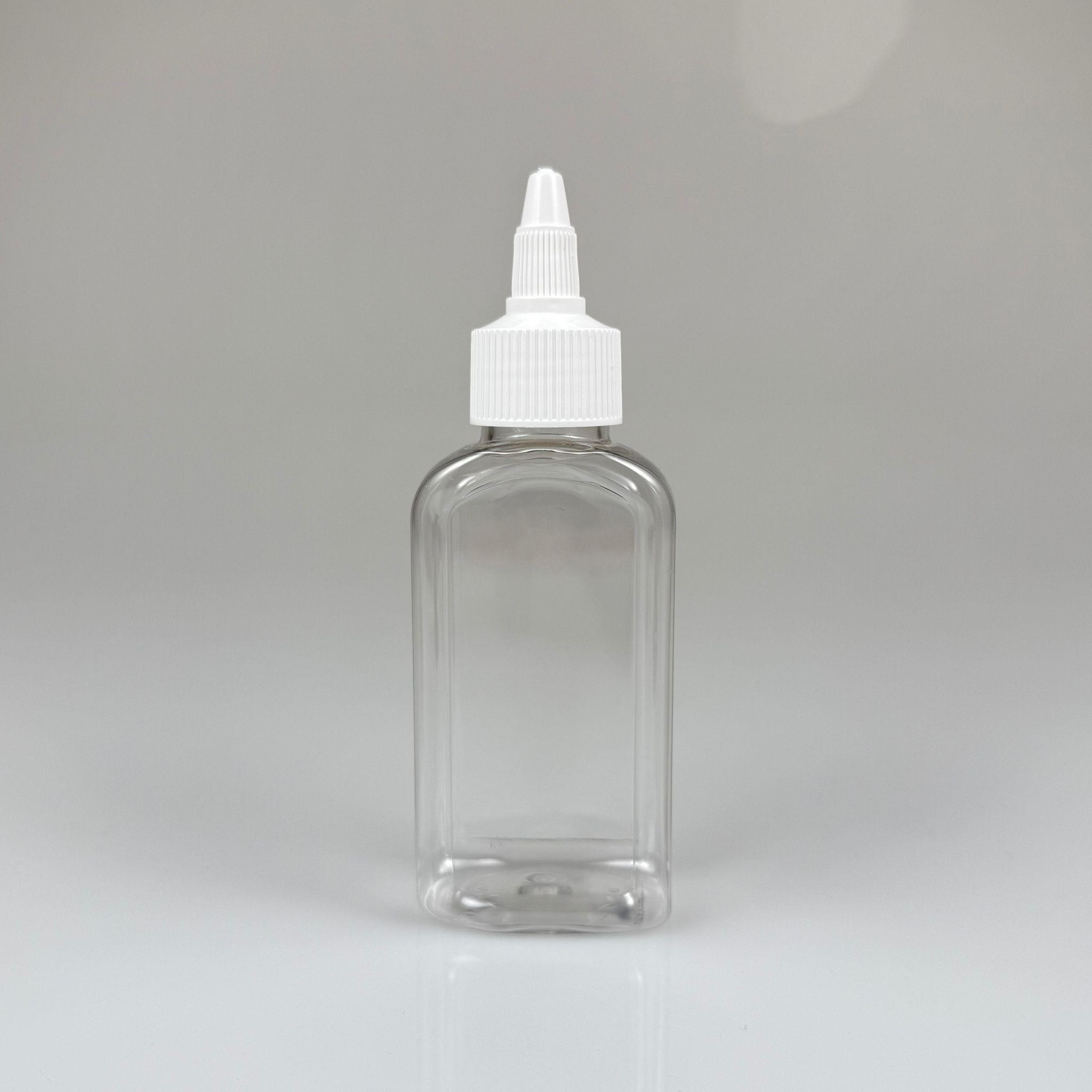 YAĞ, SOS, ACI SOS, SİRKE, SRIRACHA, MÜREKKEP, TUTKAL AKITICI VB BOŞ ŞİŞELERİ - SİYAH SİVRİ TWİST AKITICI KAPAK + 100 ML YASSI KÖŞELİ SERT PET PLASTİK ŞİŞE TAKIM