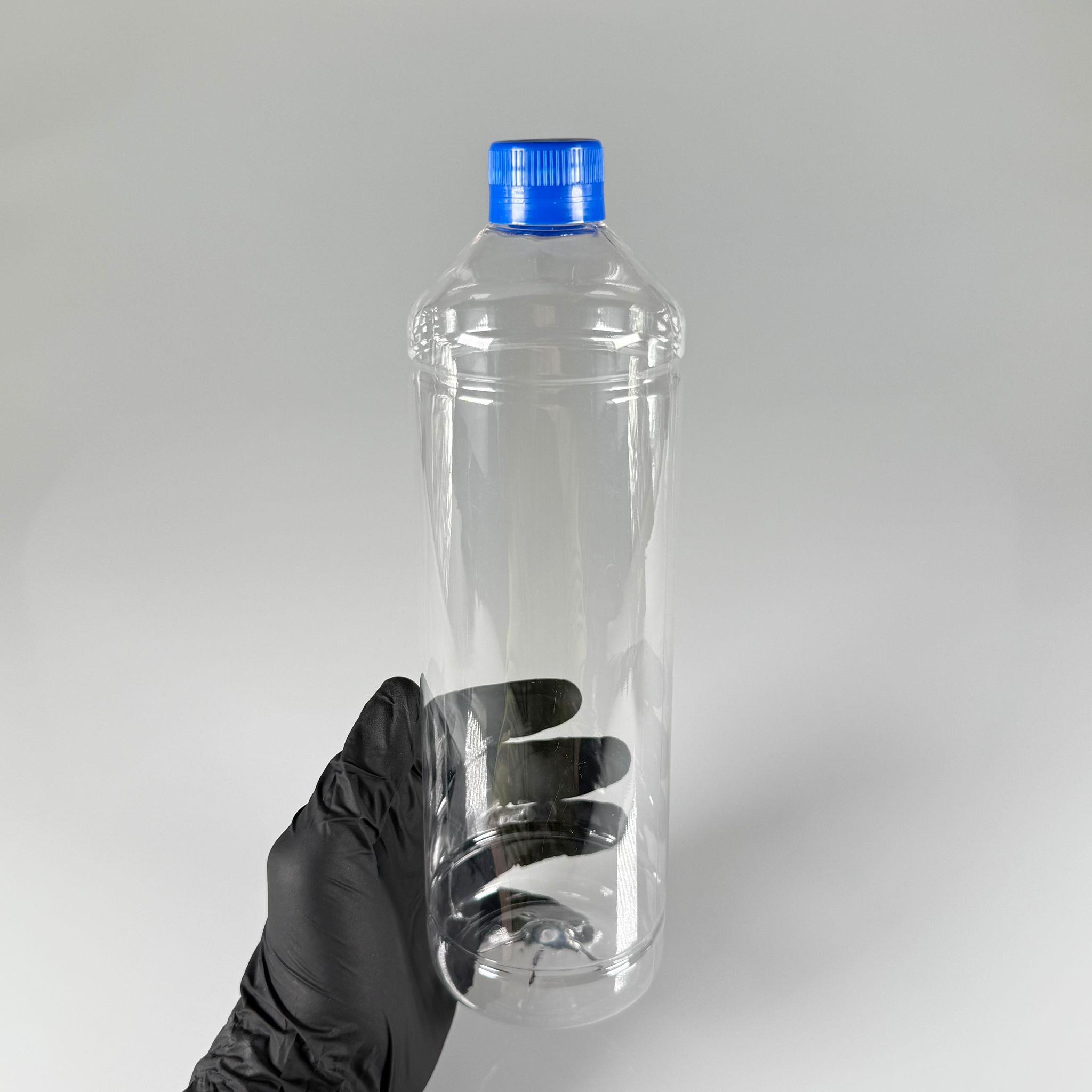 1000 CC DÜZ MODEL PET ŞİŞE (28 AĞIZ) - 1 LİTRE PET ŞİŞE MAVİ CONTALI KİLİTLİ KAPAKLI