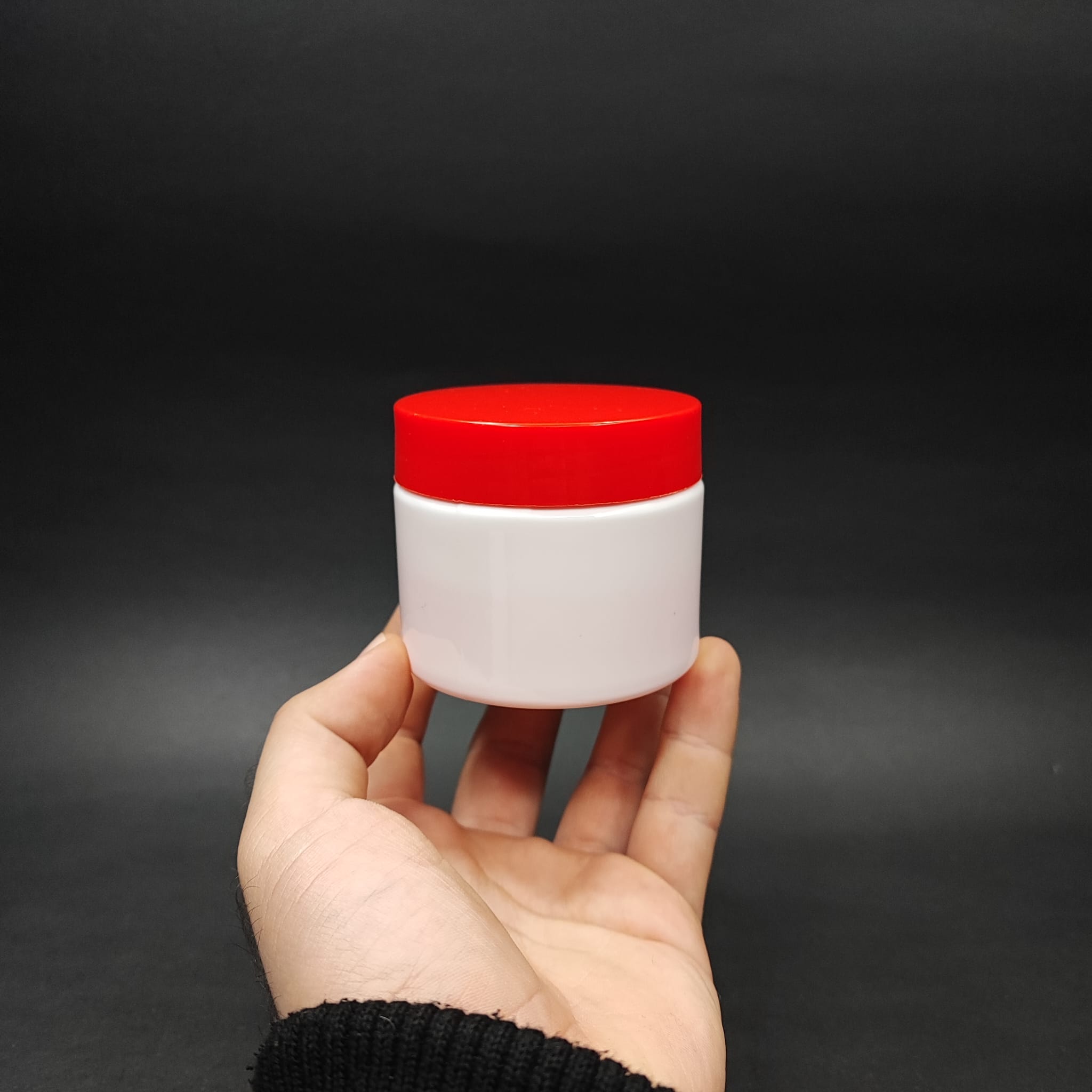 100 CC BEYAZ PET KAVANOZ - KIRMIZI KAPAKLI - İÇ TIPALI - 100 ML PLASTİK KREM KAVANOZU