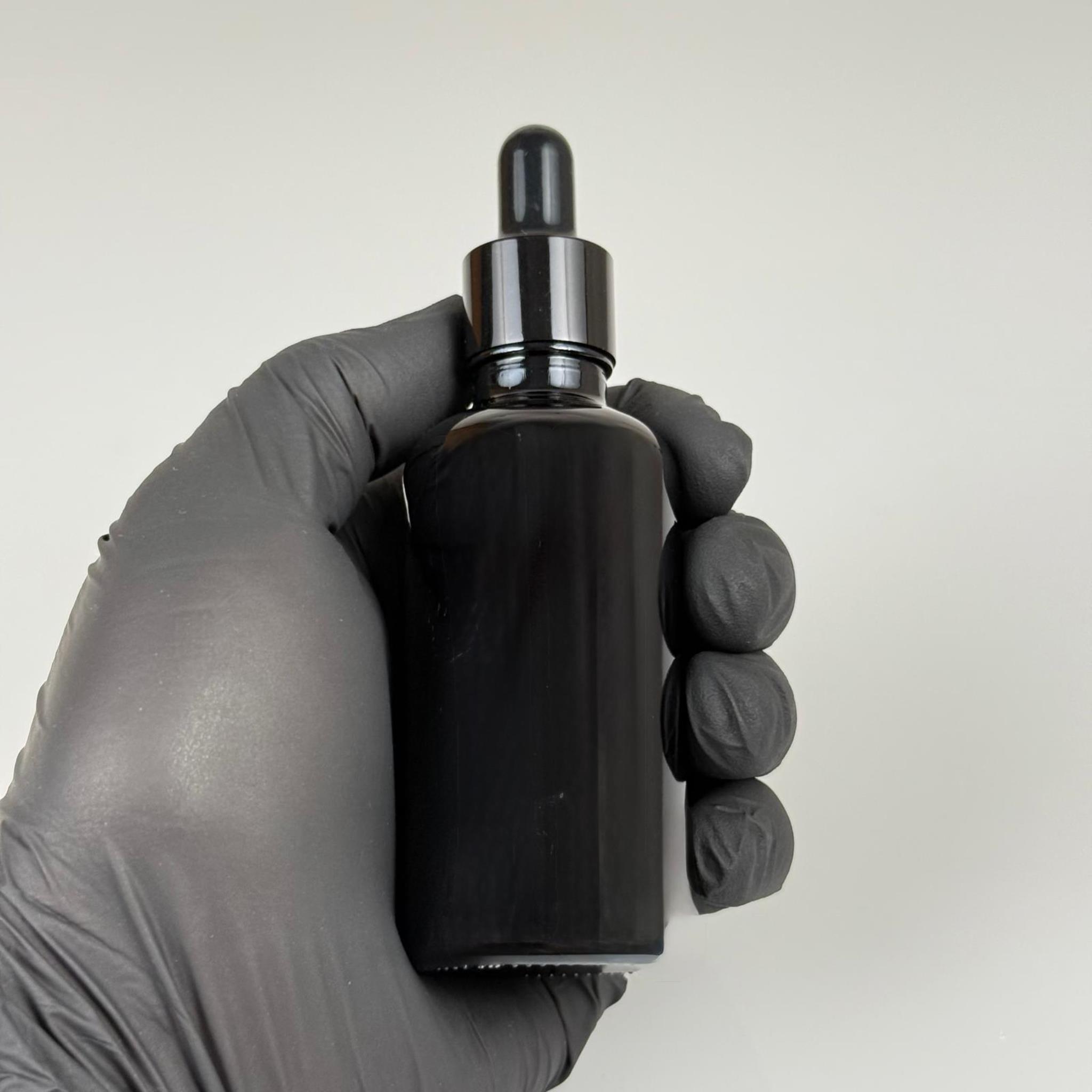50 CC SİYAH CAM DAMLALIKLI ŞİŞE - SİYAH EMZİK - SİYAH METALİK KAPAK - 50 ML SİYAH CAM DAMLALIKLI ŞİŞE