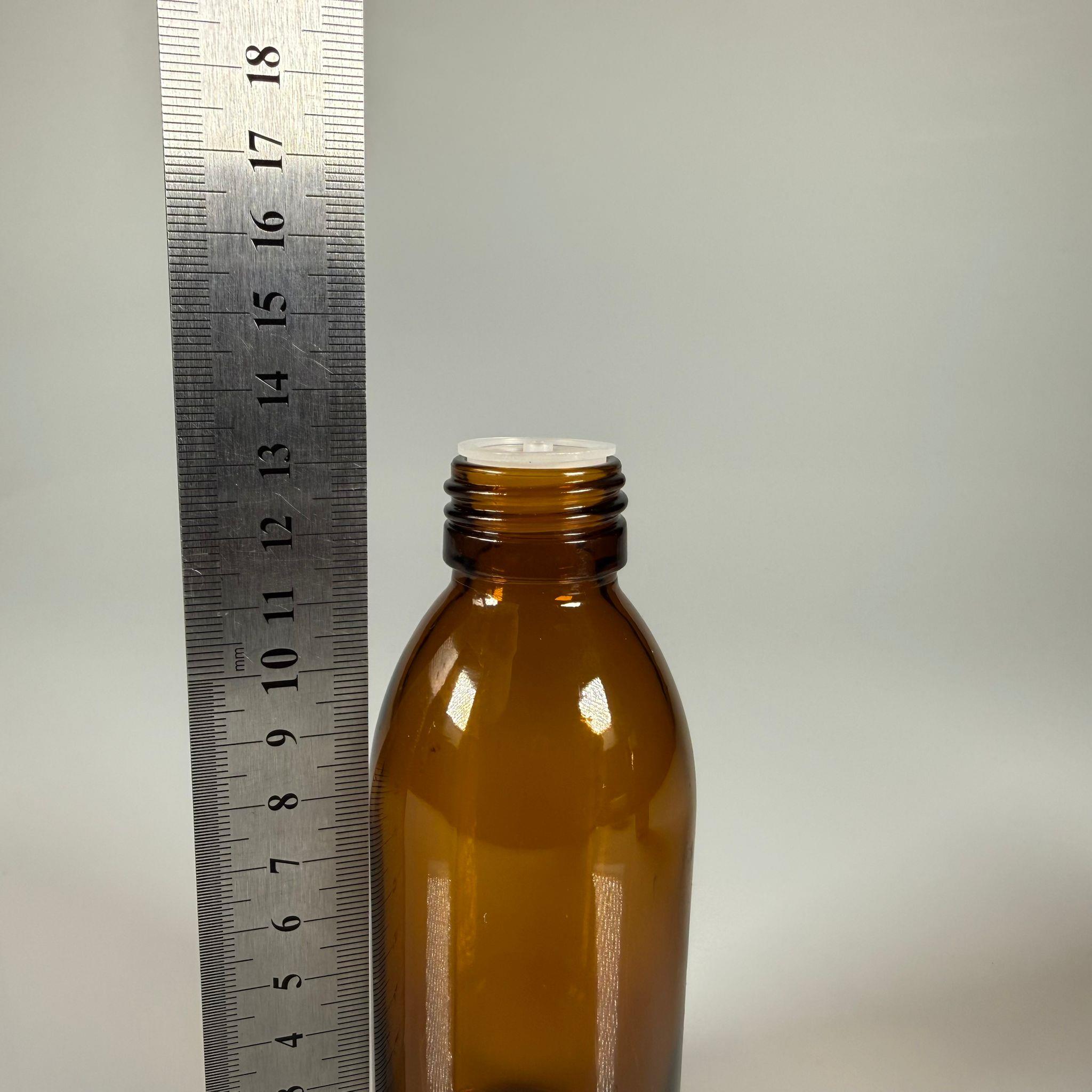 160 ML DOLUMU KOLAY, GENİŞ AĞIZLI İÇTEN DAMLALIKLI ŞİŞE (28 MM AĞIZ)  - 160 CC SİYAH CONTALI KAPAKLI İÇTEN DAMLALIKLI CAM ECZA ŞİŞESİ - AMBER KAHVERENGİ