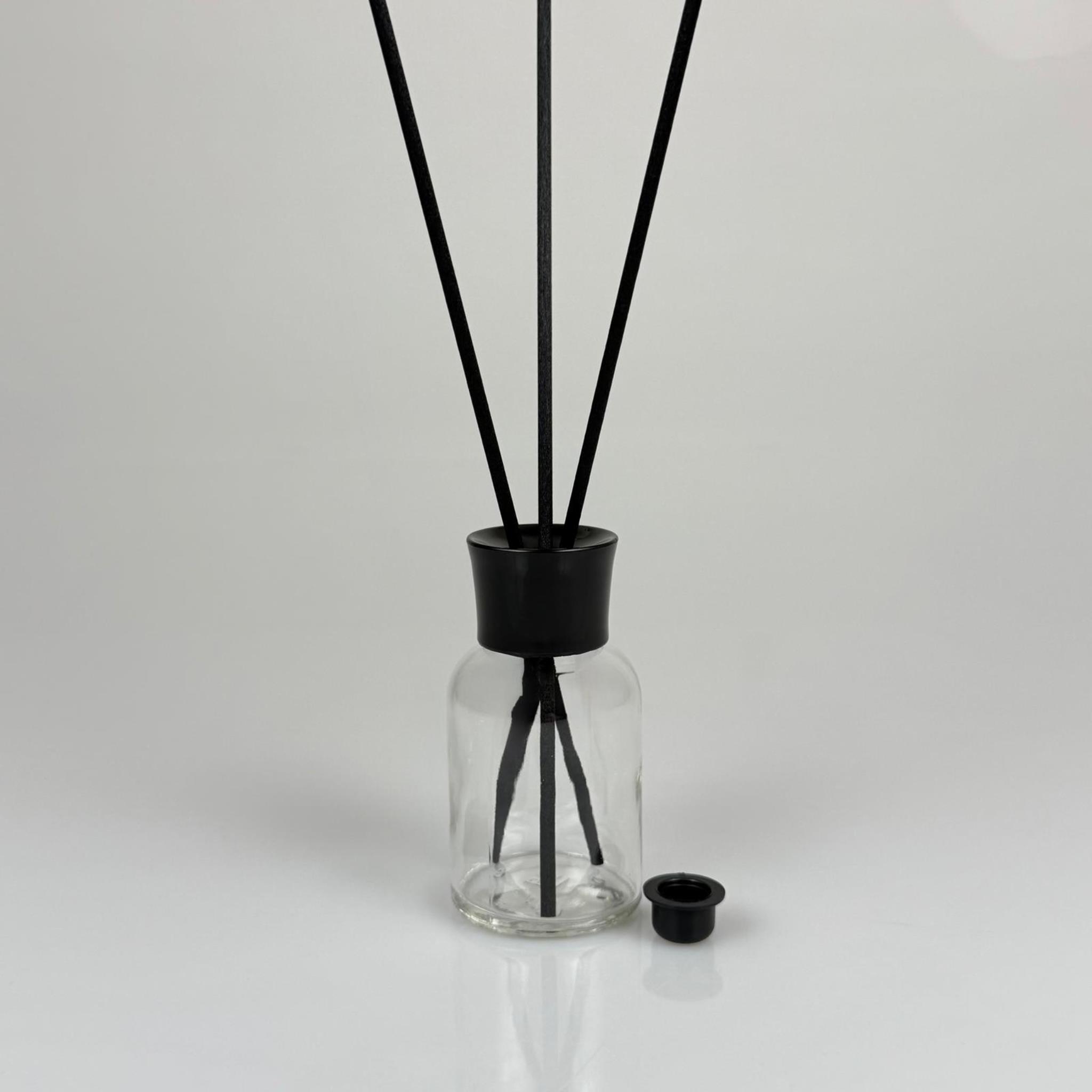 50 CC ŞEFFAF CAM BAMBU ODA KOKUSU ŞİŞESİ - 50 ML ÇUBUKLU BAMBU ODA KOKUSU ŞİŞESİ - DİFÜZÖR ŞİŞE- CAM ŞİŞE + SİYAH LÜX KAPAK + SİYAH TIPA + 3 ADET FİBER SİYAH BAMBU ÇUBUK