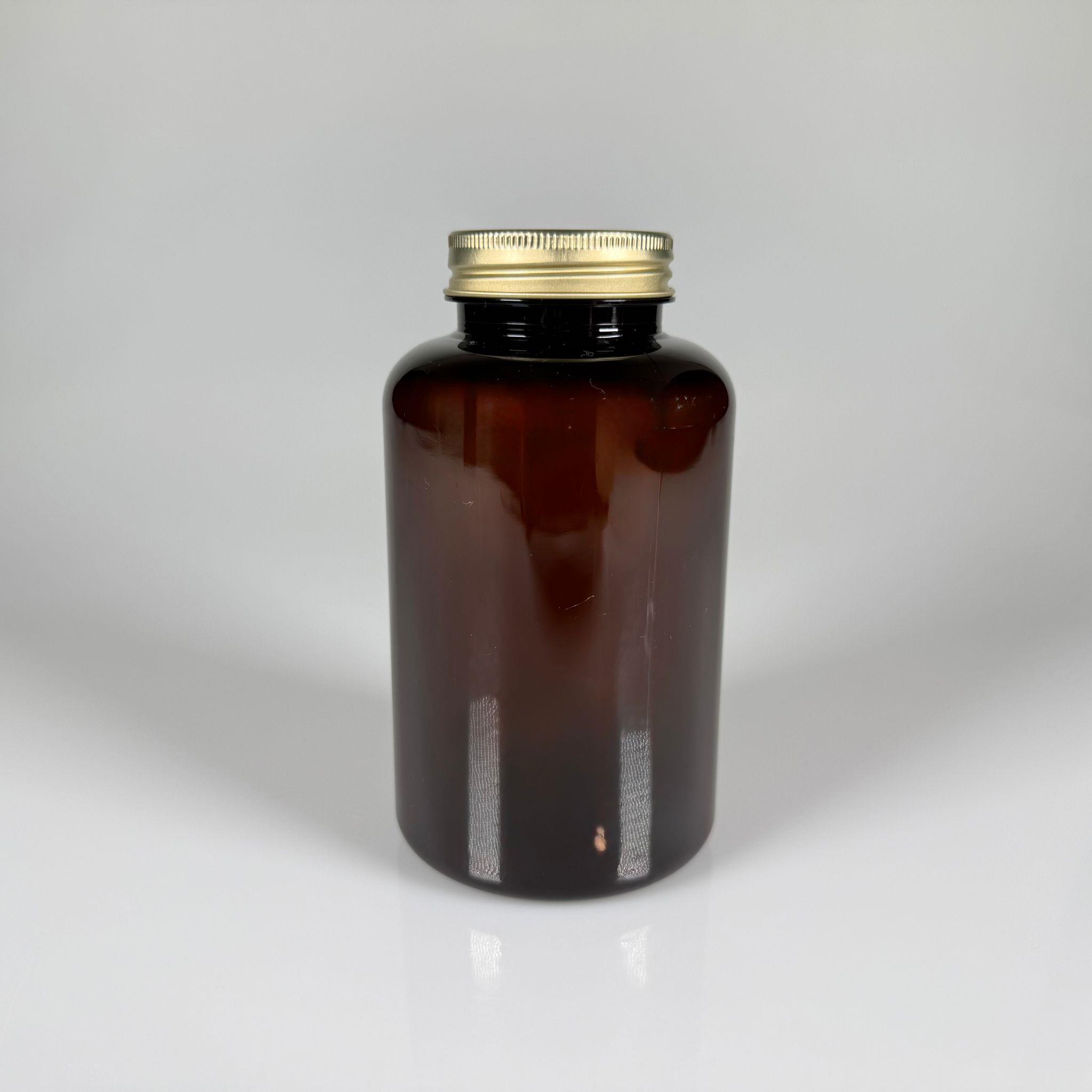 BAHARAT, TOZ, KAHVE, SAHLEP VB MUTFAK DÜZENLEME İÇİN KARE PLASTİK KAVANOZLAR - 400 ML -  RAF DÜZENLEYİCİ GIDAYA UYGUN KÖŞELİ GOLD METAL KAPAKLI AMBER PET KAVANOZLARI